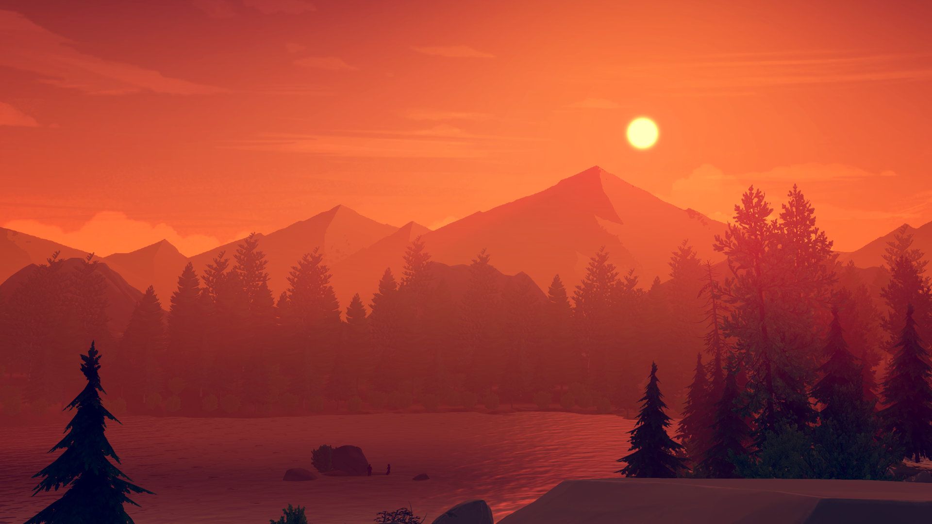 Firewatch tramonto montagne foresta, 1920x1080 Full HD, Laptop