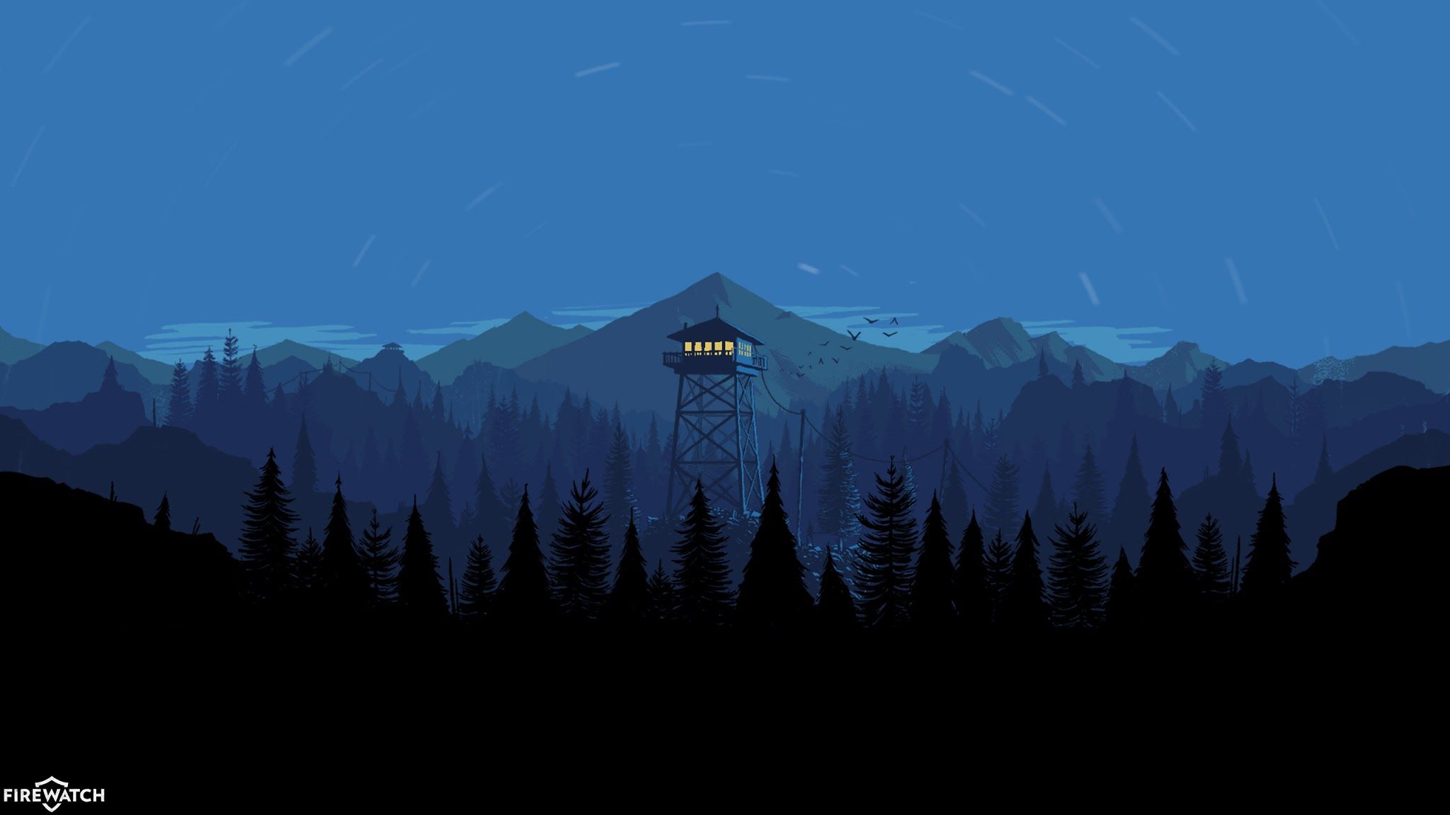Torre di avvistamento Firewatch notturna, 2048x1152 alta risoluzione, PC