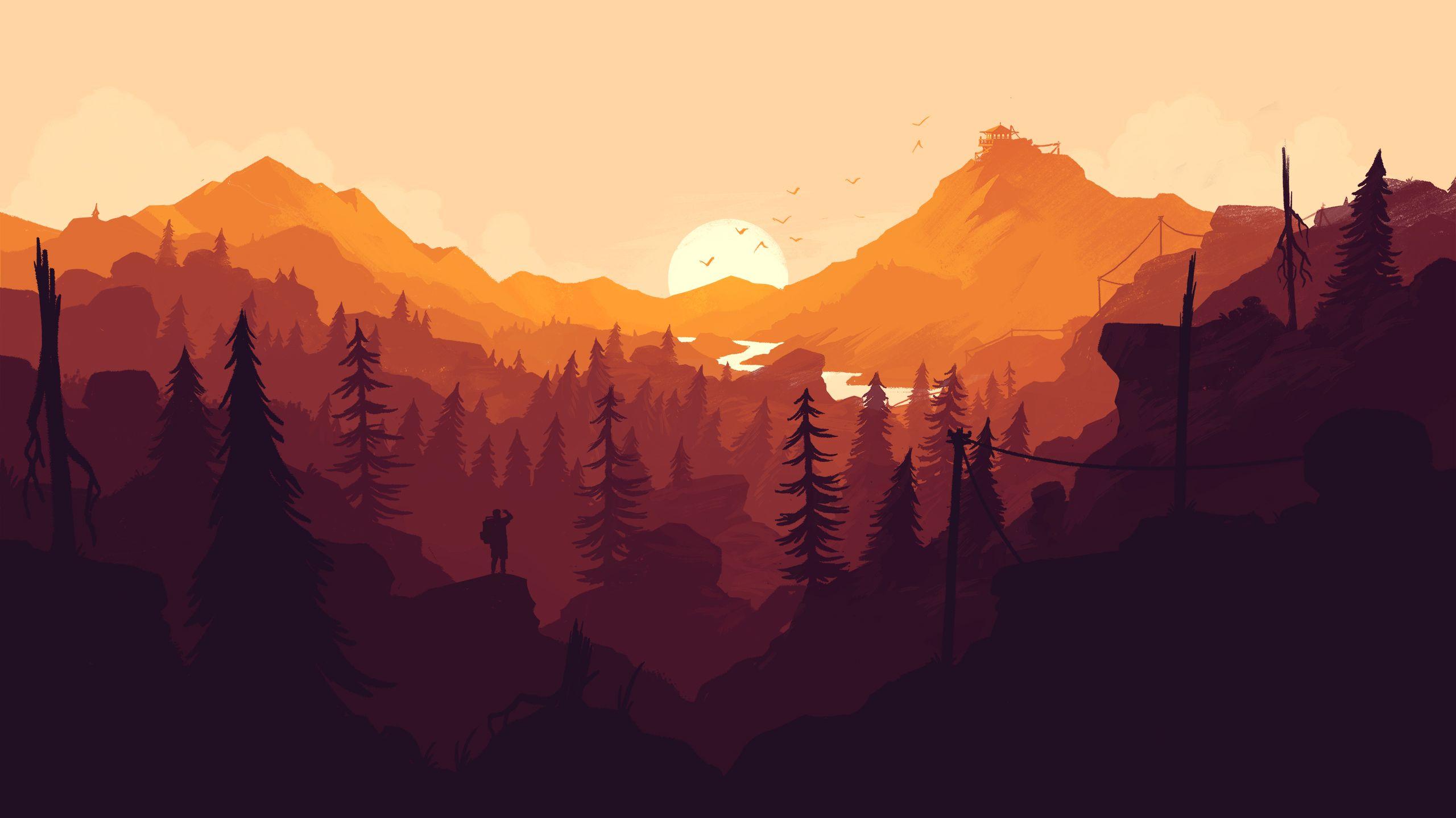 Firewatch tramonto montagne foresta, 2560x1440 2K QHD, PC