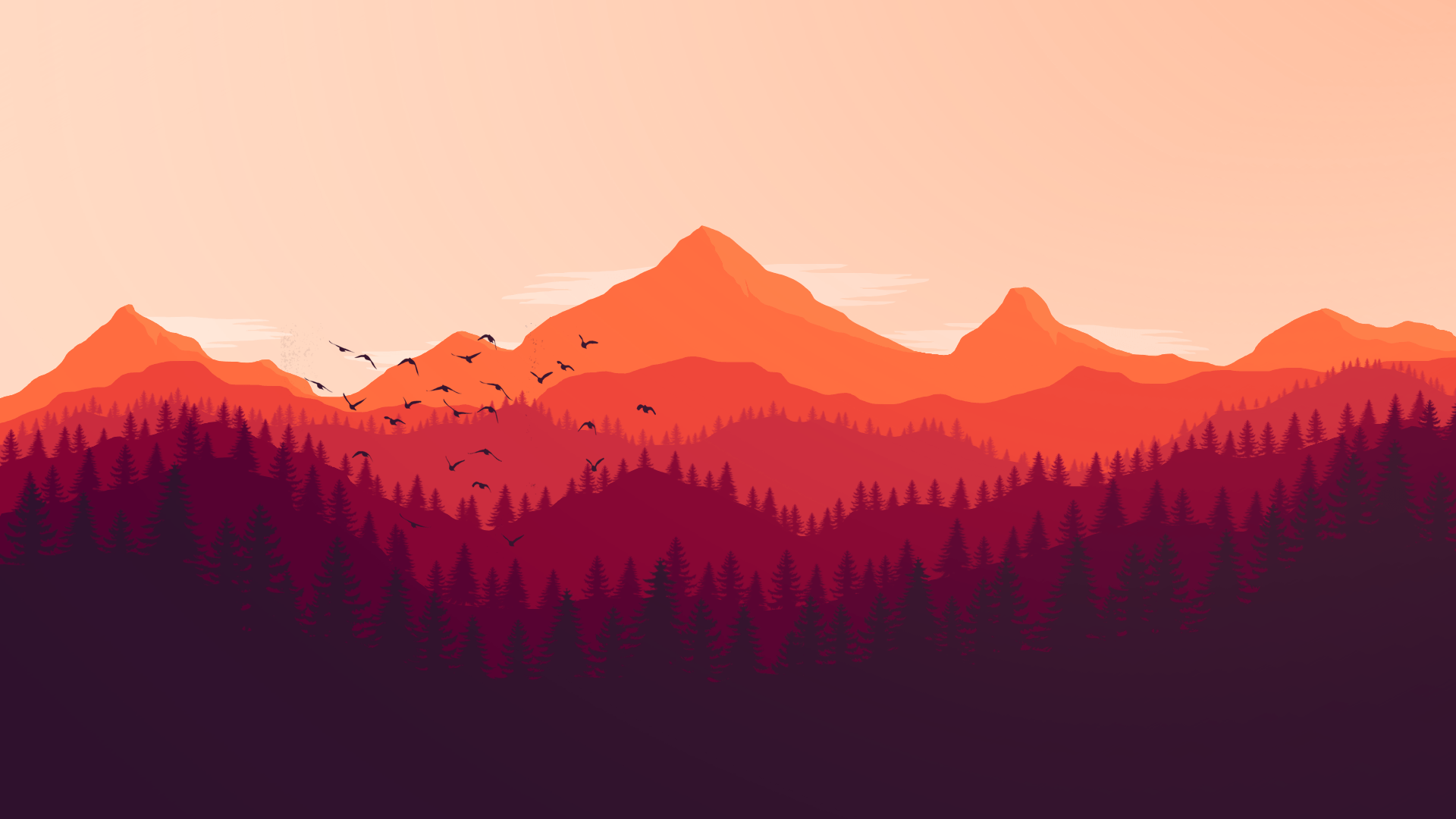 Firewatch montagne tramonto arancione, 1920x1080 Full HD 1080p, Desktop