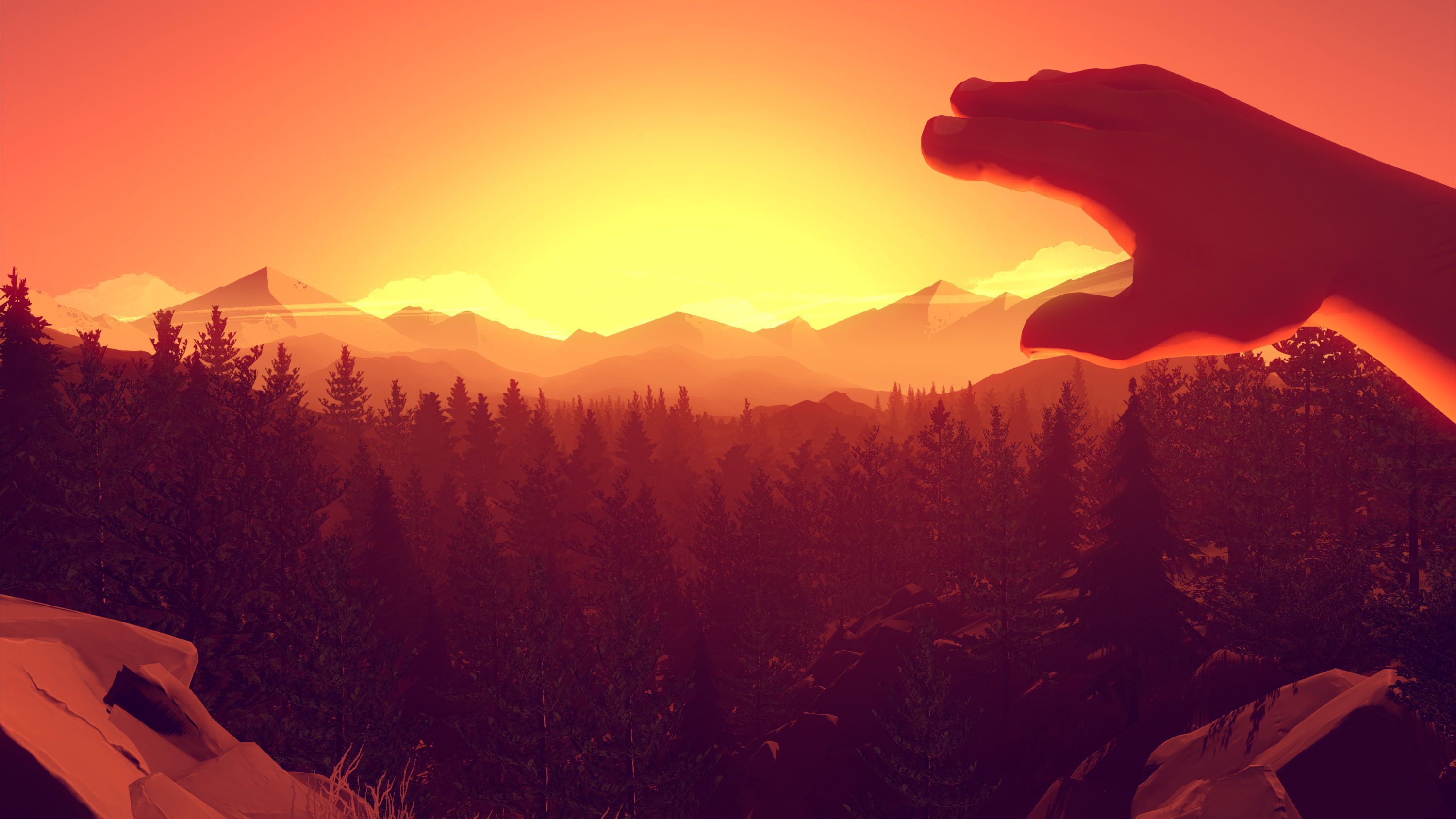 Firewatch tramonto mano foresta, 3000x1688 WQXGA, PC