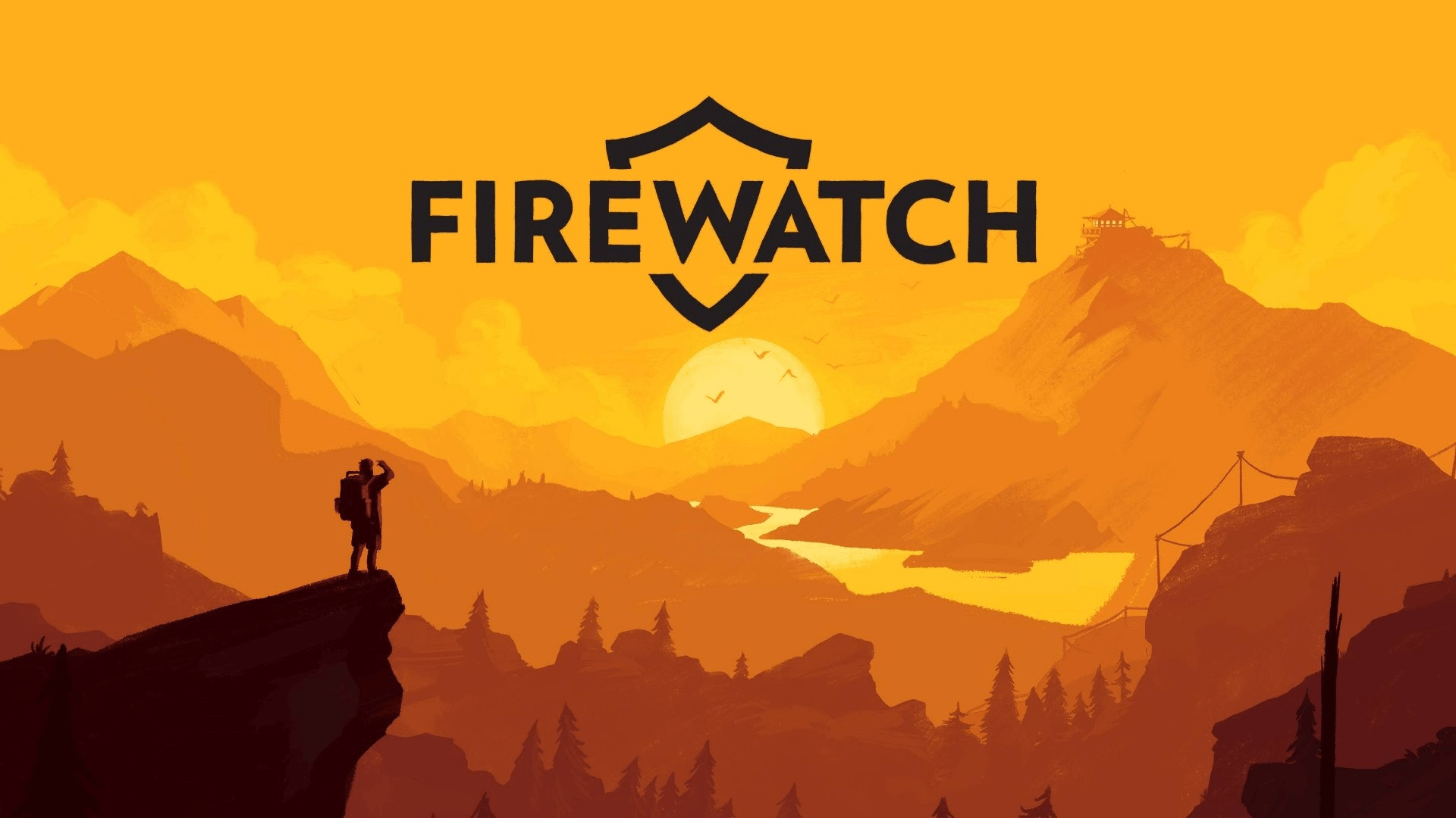 Firewatch paesaggio arancione tramonto, 1920x1080 1080p, Desktop