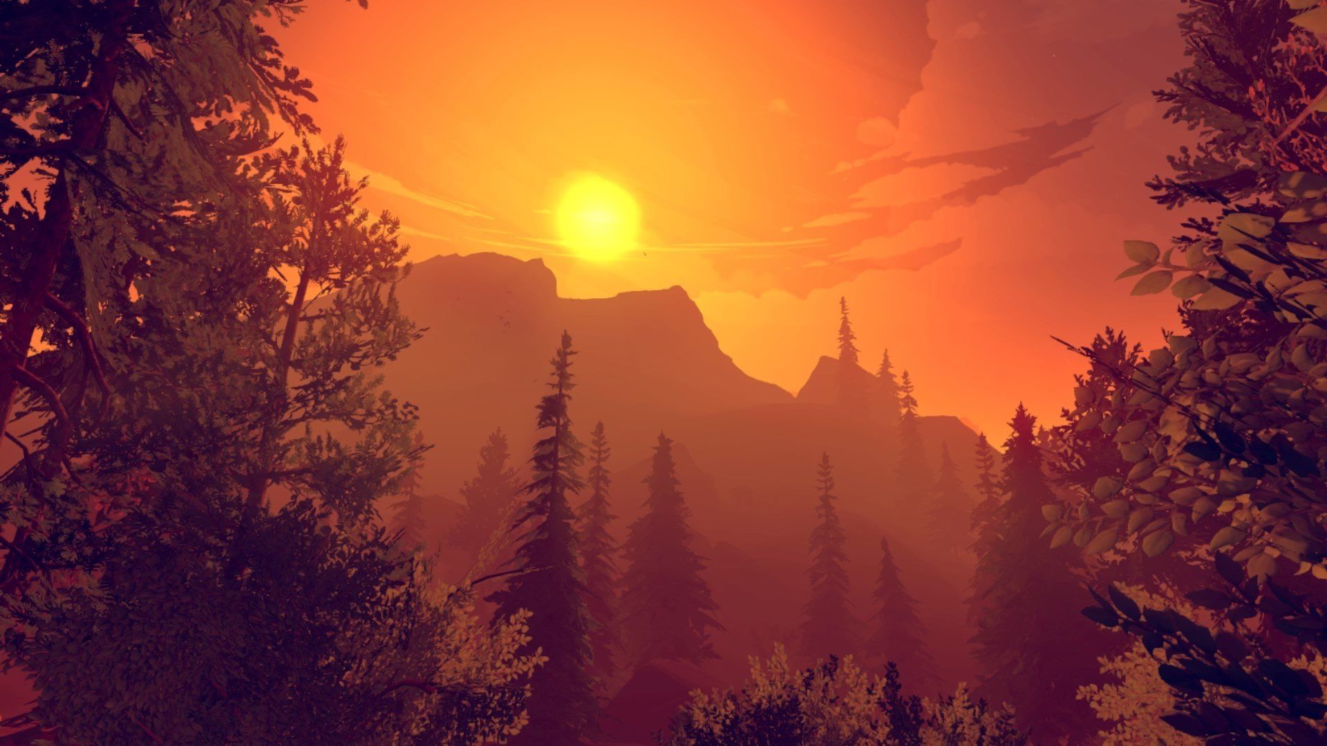 Firewatch tramonto foresta montagne, 1920x1080 Full HD, Desktop