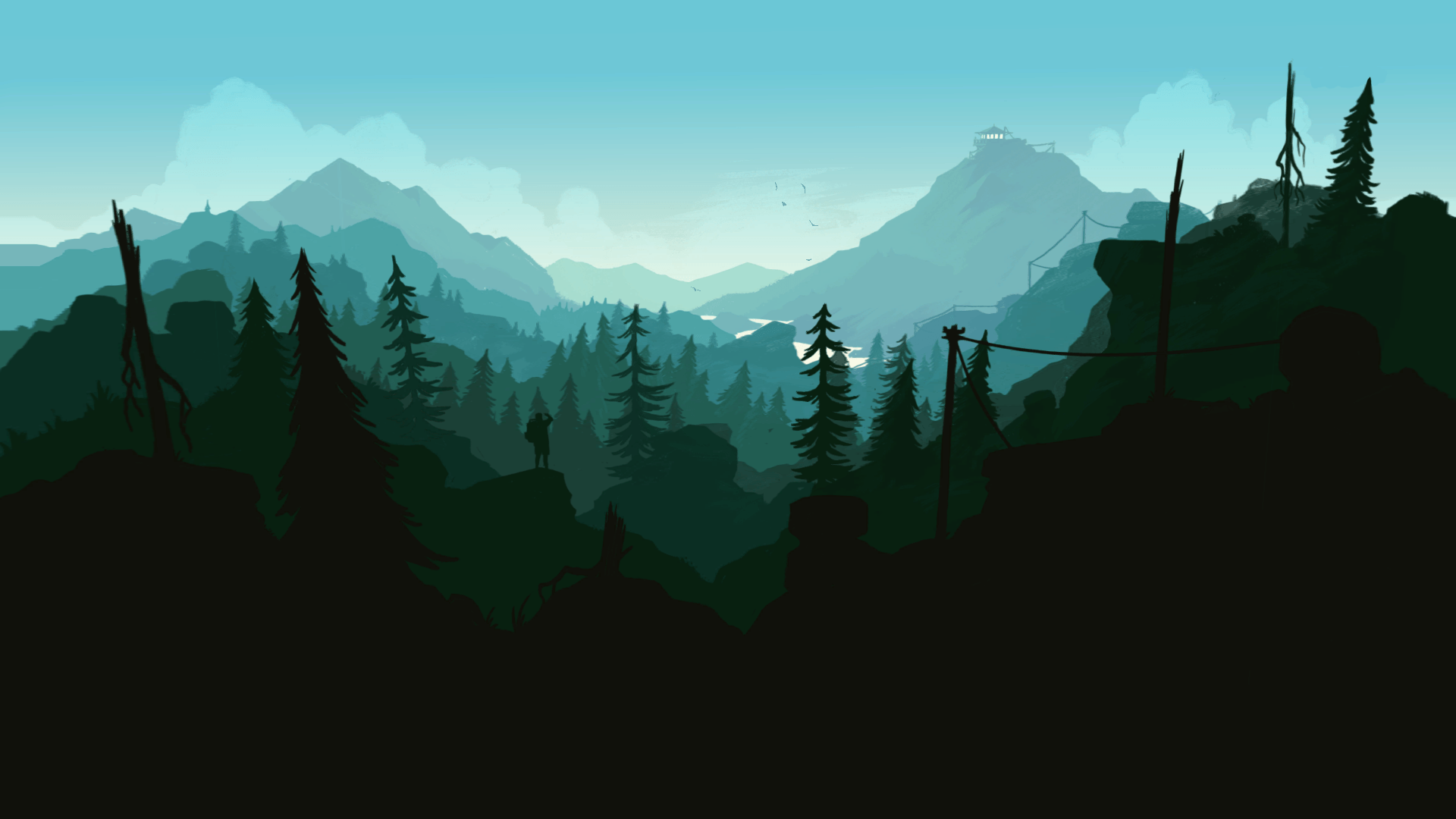 Firewatch paesaggio montano forestale, 1920x1080 Full HD, Desktop