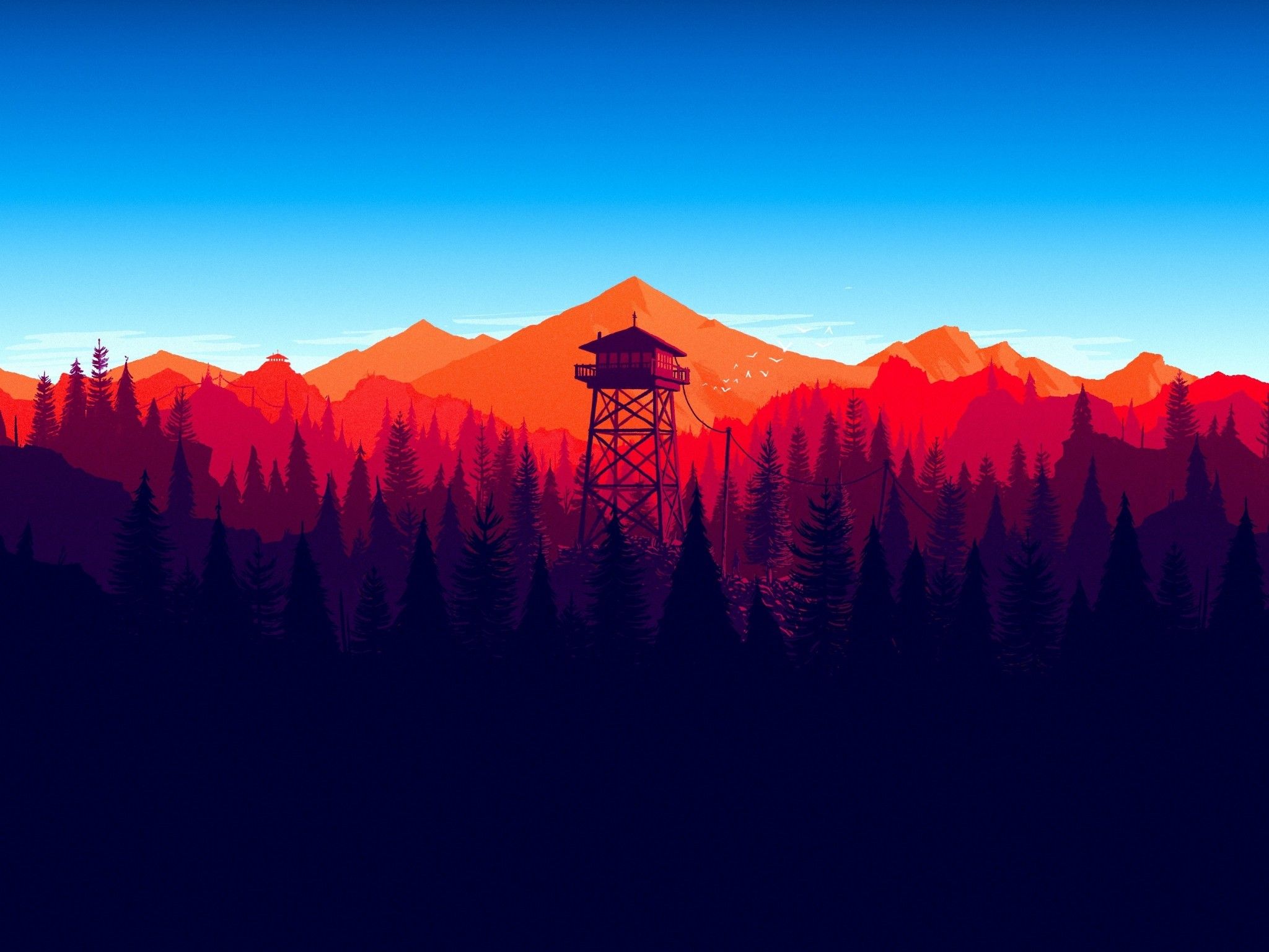 Torre di avvistamento Firewatch, montagne rosse, 2048x1536 Hi-Res, Desktop