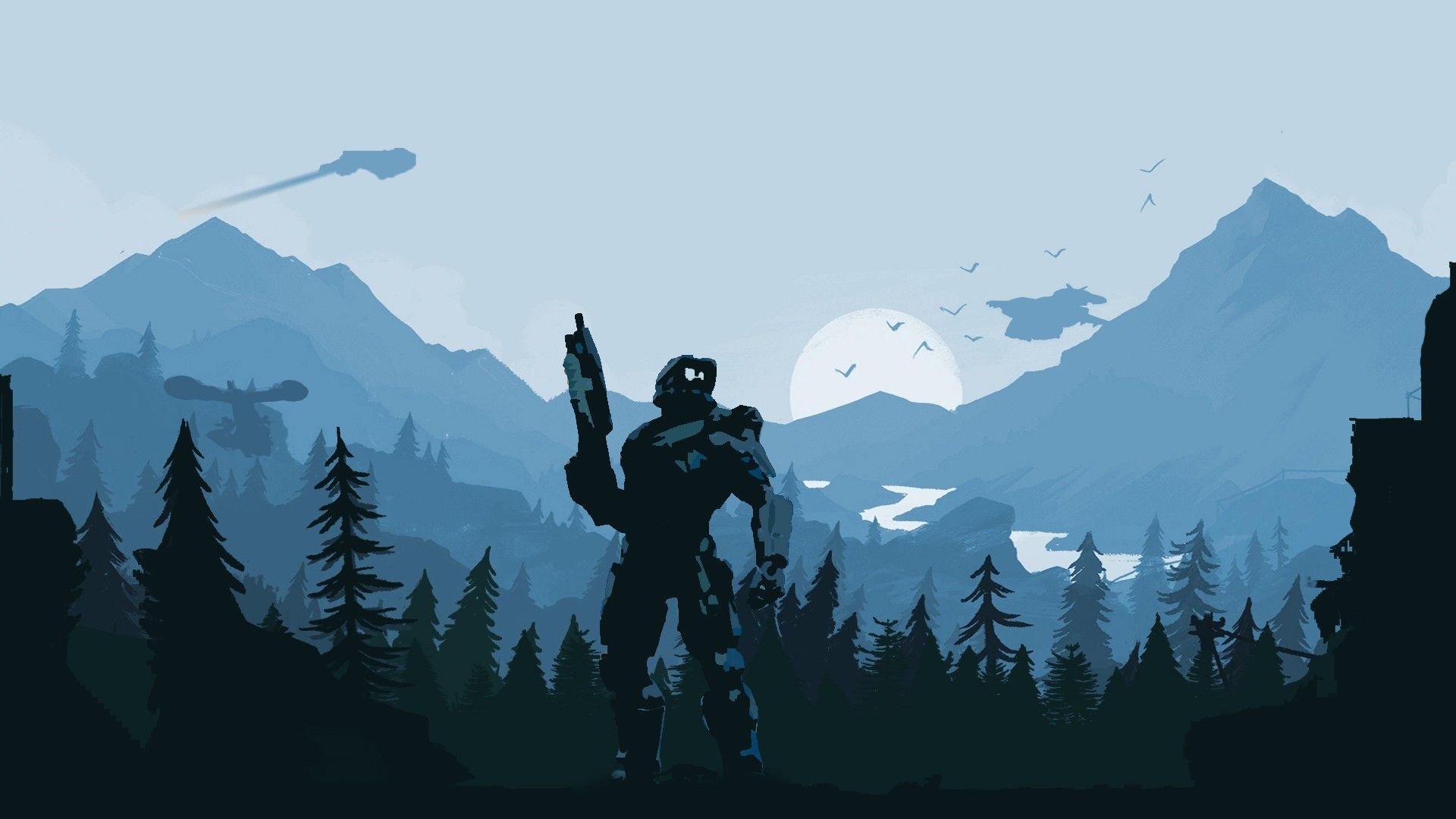 Guerriero robot montagne blu, 1920x1080 1080p, PC Desktop