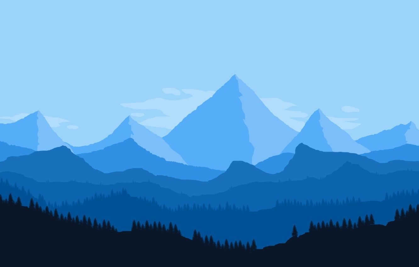 Montagne blu stile Firewatch, 1332x850 720p, PC