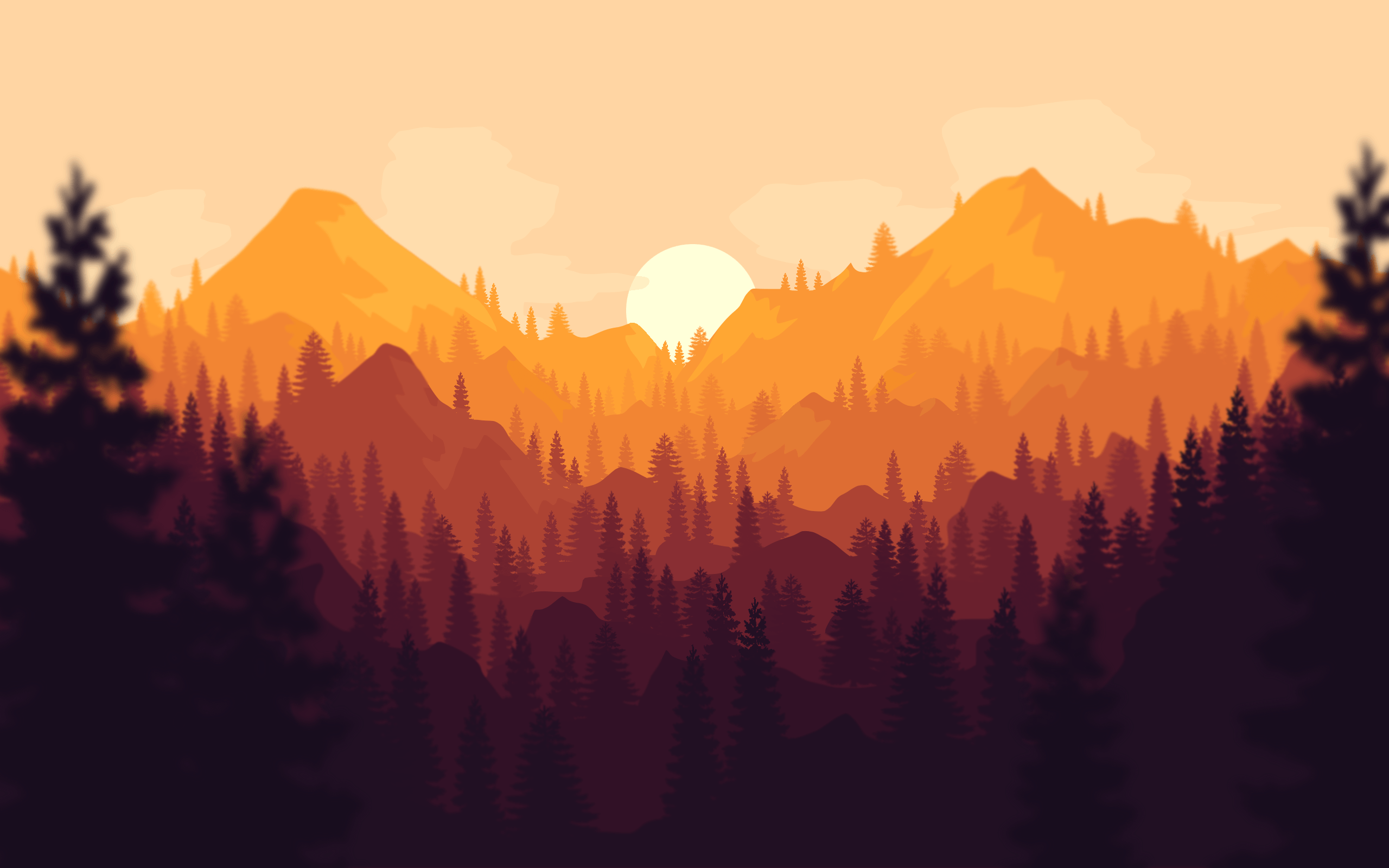 Firewatch tramonto montagne foresta, 2560x1600 2K, Desktop