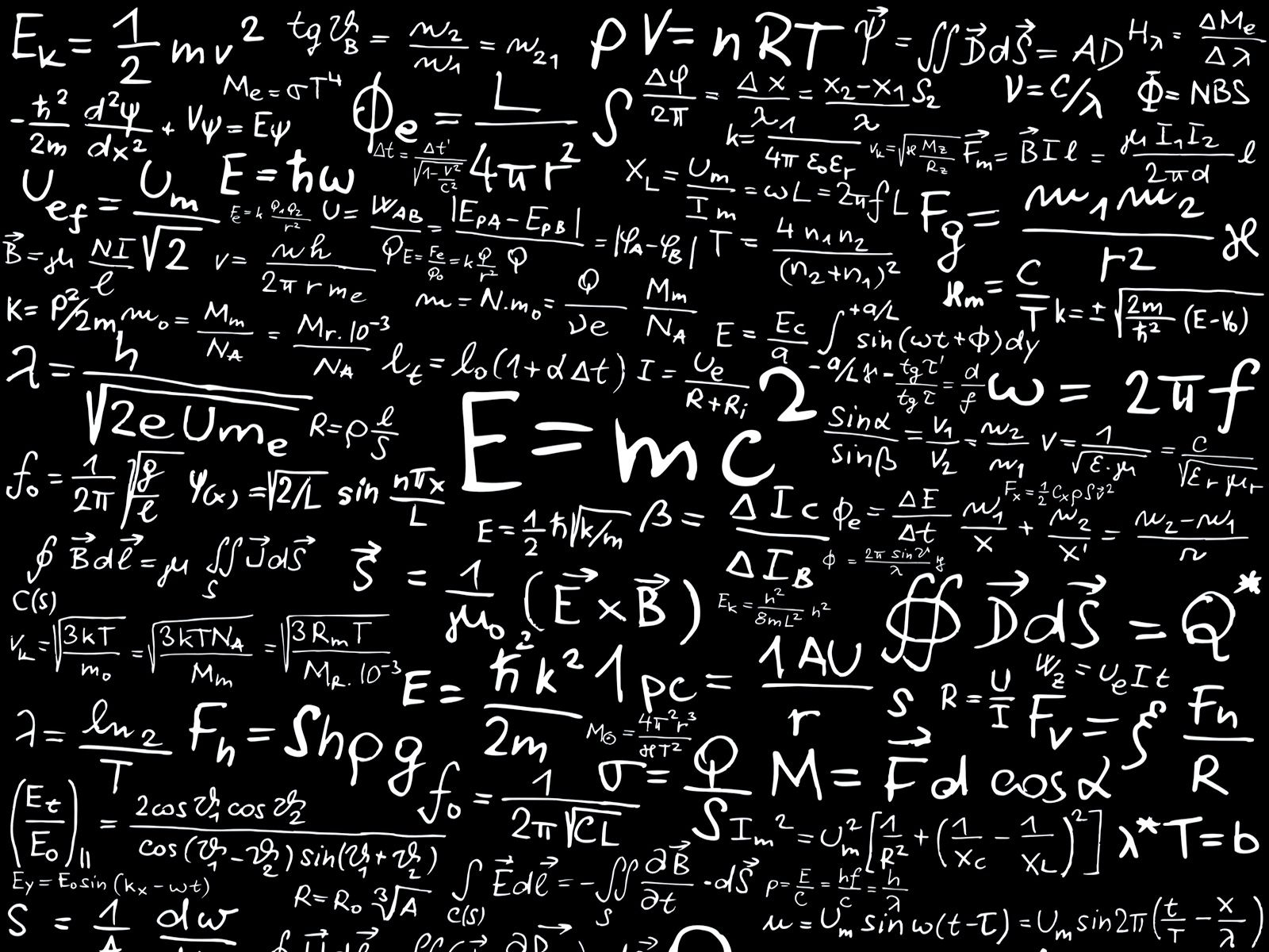 Formule di fisica su lavagna nera, 1600x1200 HD, Desktop