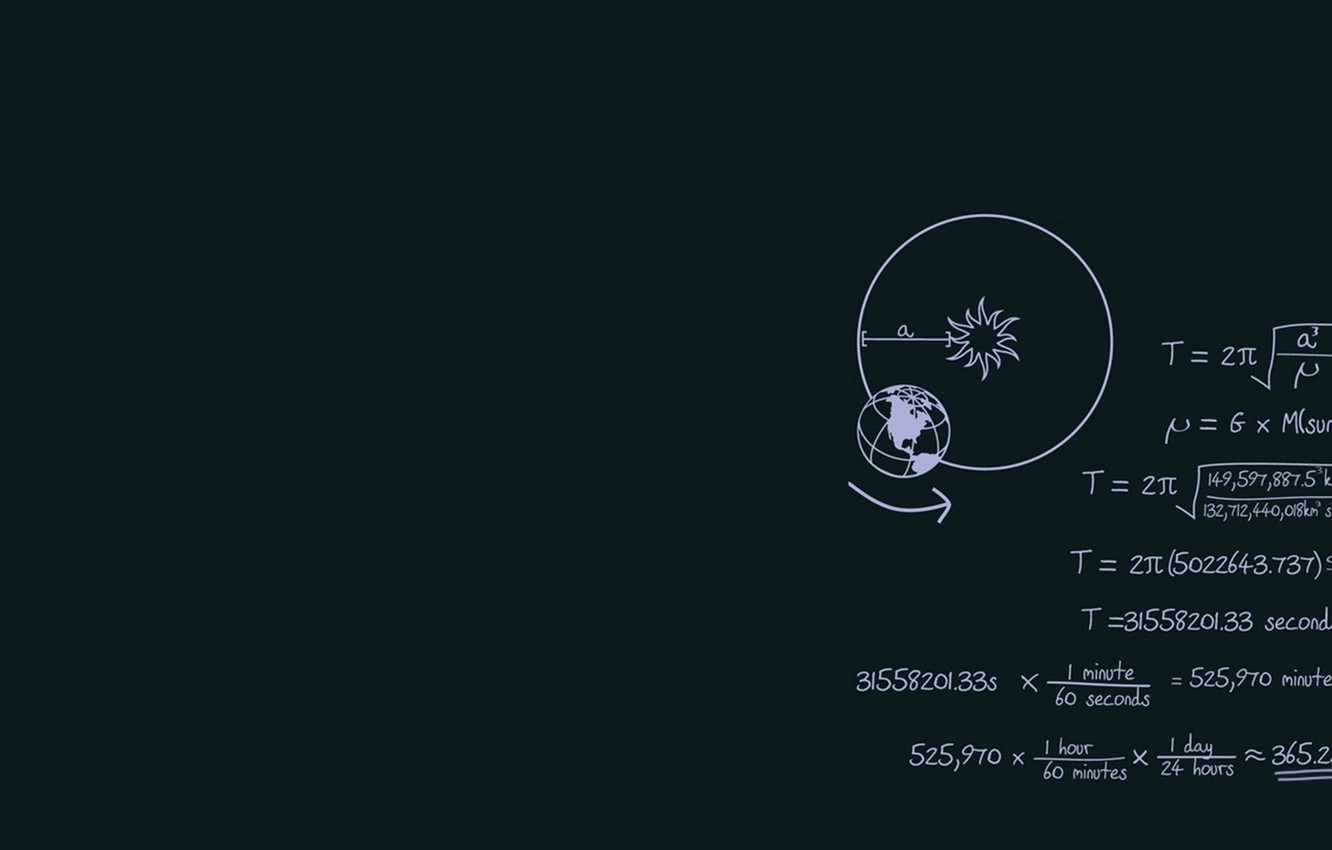 Formule fisica orbita pianeta minimalista, 1332x850 HD, Desktop