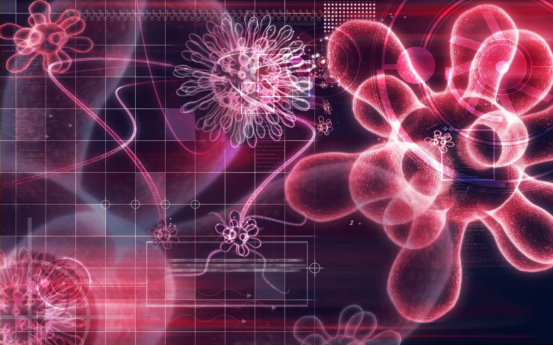 Molecole virus astratte rosa, 1920x1200 Full HD+ WUXGA, PC Desktop