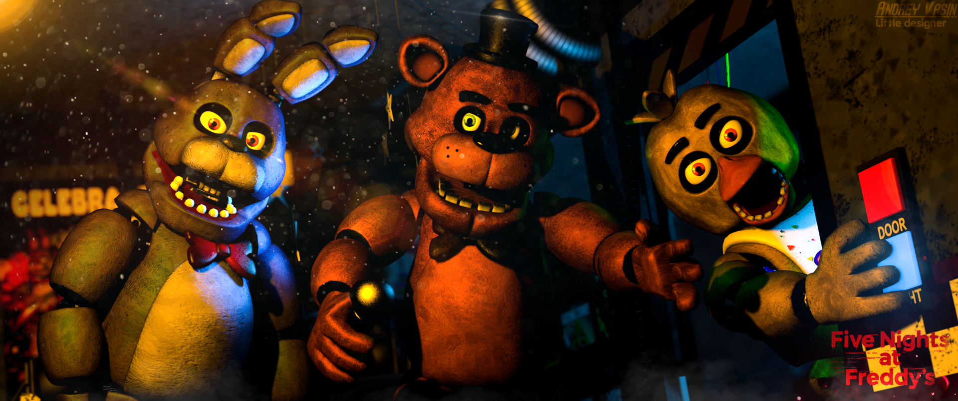 Animatronici Five Nights at Freddy's, 1920x803 Panoramico, Dual Screen