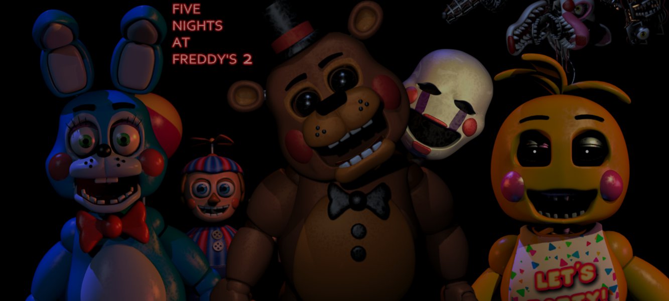 Five Nights at Freddy's 2 animatronici, 1333x600 Ultrawide, Dual Monitor
