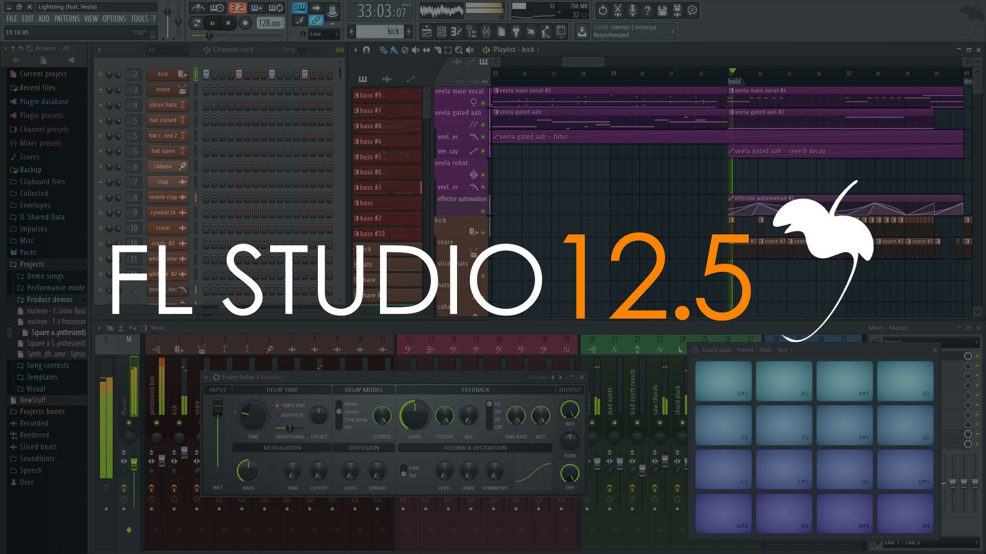Logo FL Studio dorato, 1024x768 HD, Acer Nitro
