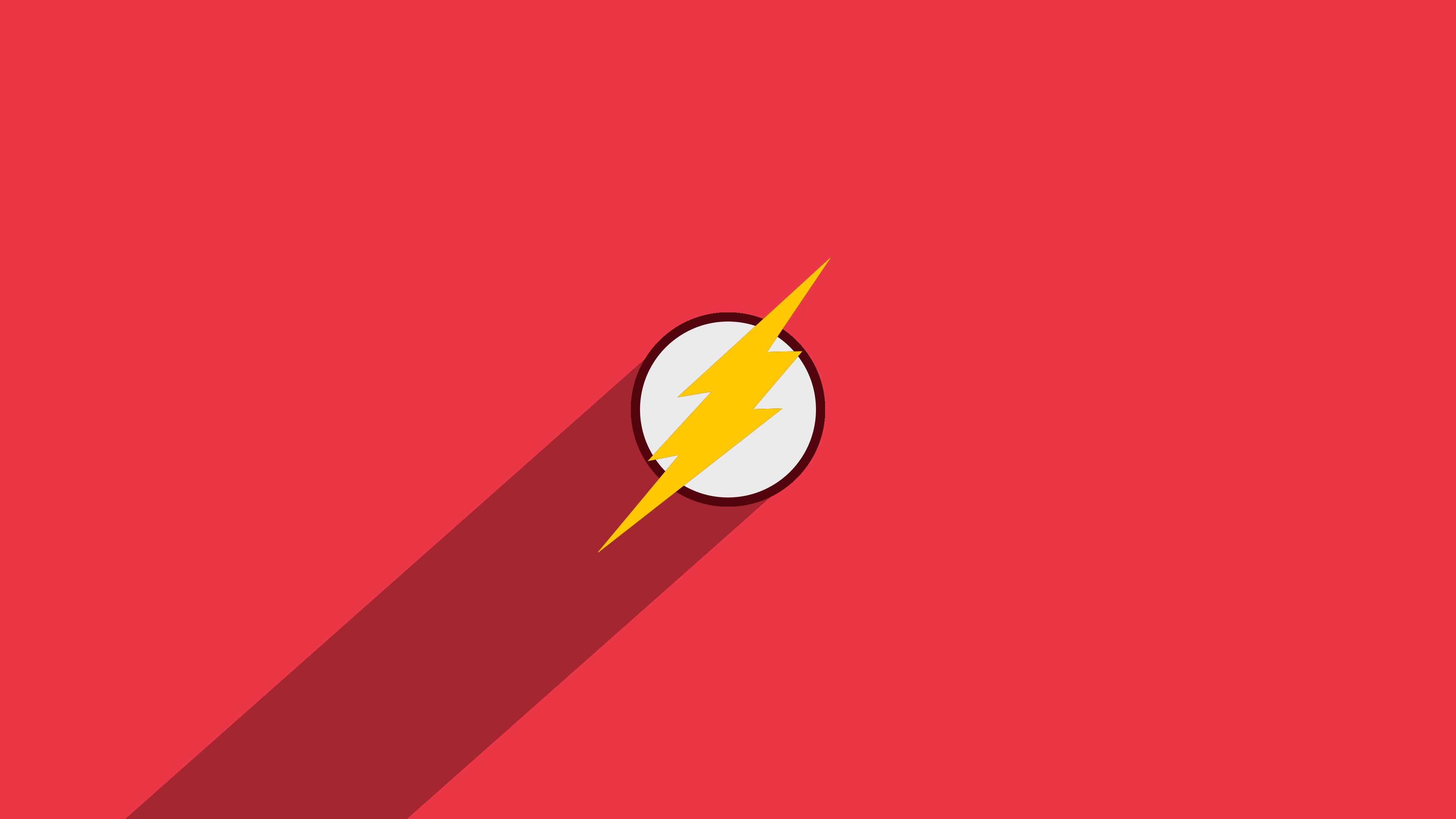 Logo Flash minimalista rosso, The Flash, 3840x2160 4K Ultra HD, Monitor 4K