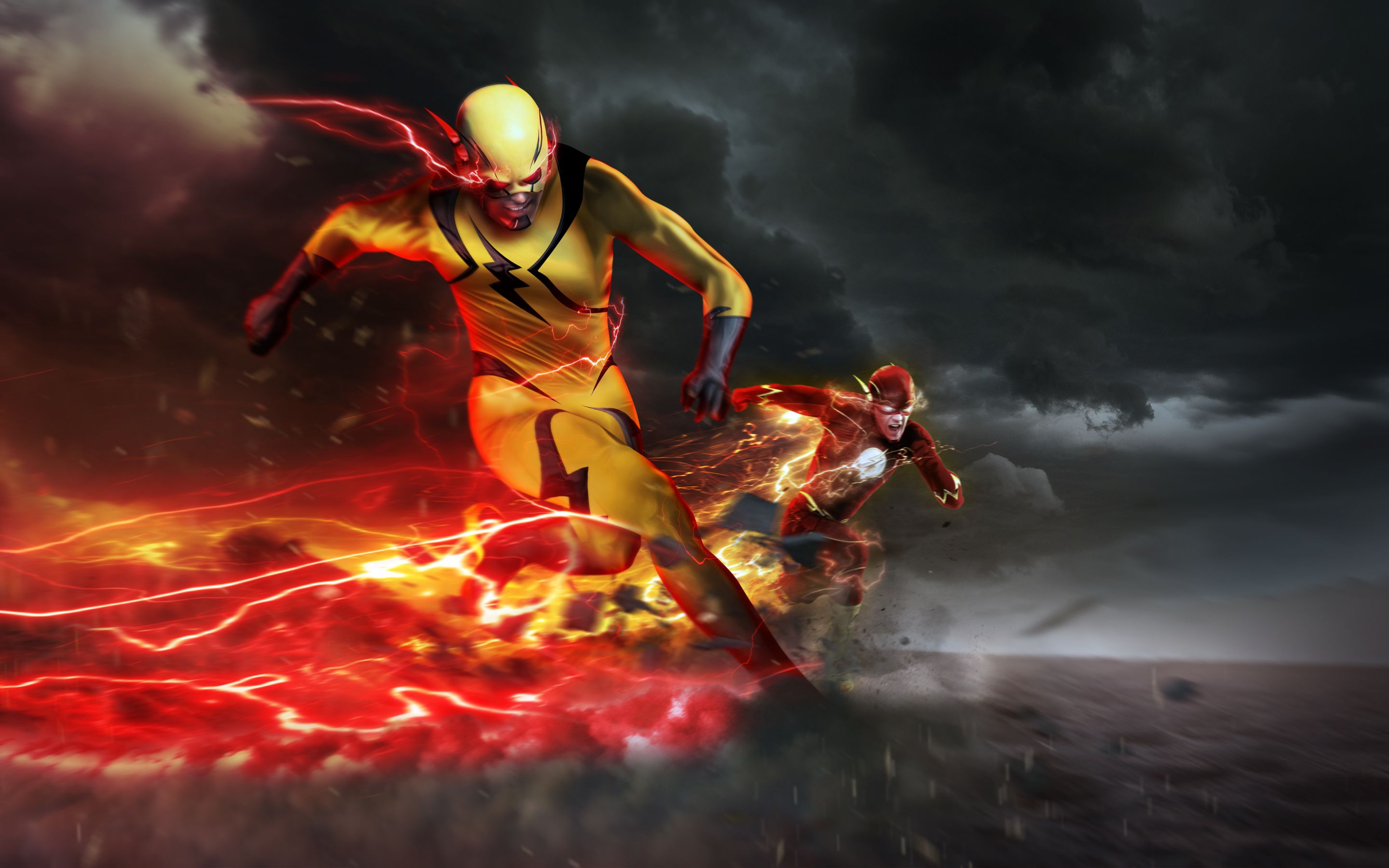 The Flash e Reverse Flash correndo, 2880x1800 2K, Laptop