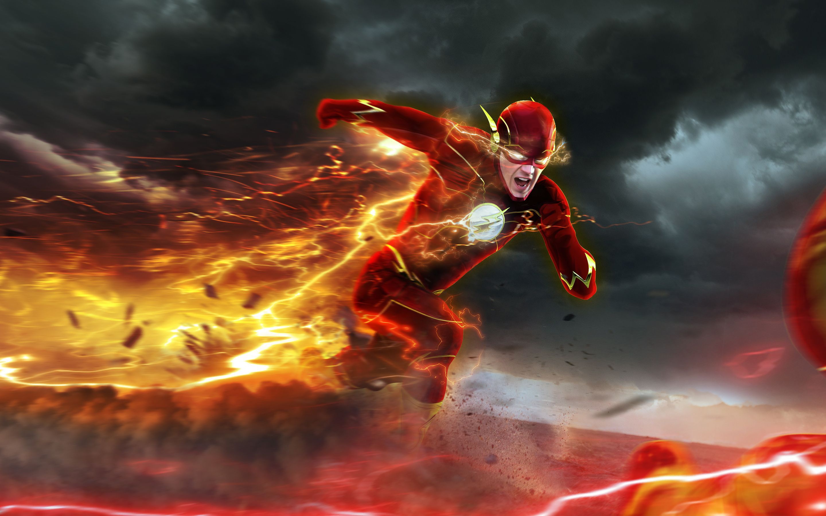 Flash Barry Allen in corsa, The Flash, 2880x1800 2K, PC