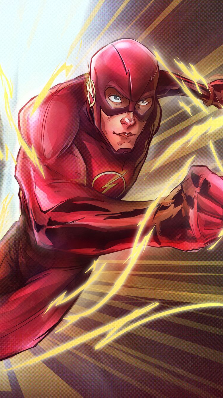 The Flash che corre, fulmini, 750x1334 Verticale, Telefono