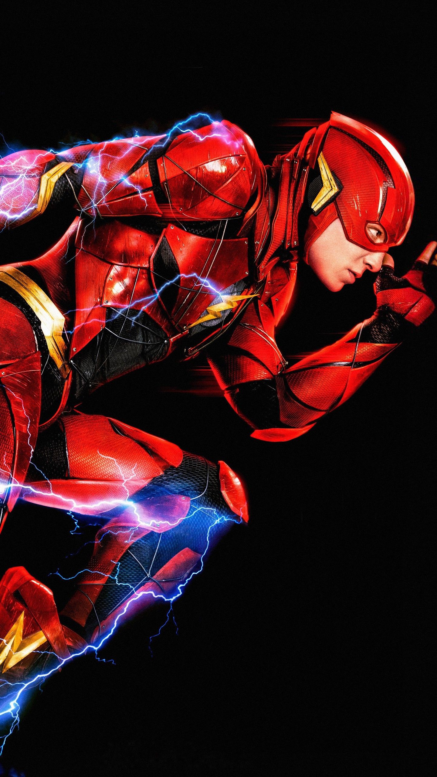 Flash con fulmini, sfondo nero, 1440x2560 Verticale, Mobile