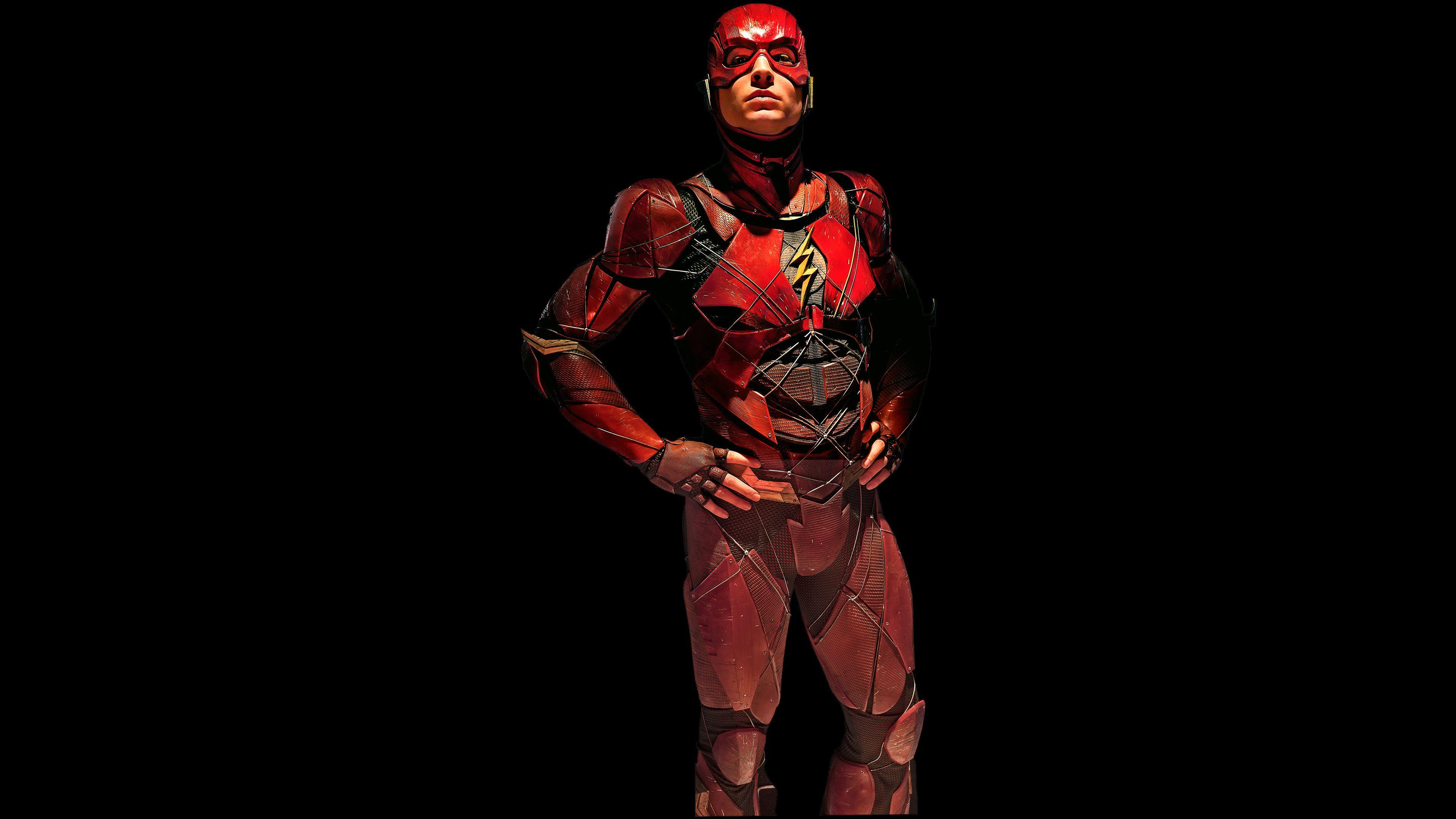 Flash Justice League su nero, 3840x2160 4K, Desktop 4K
