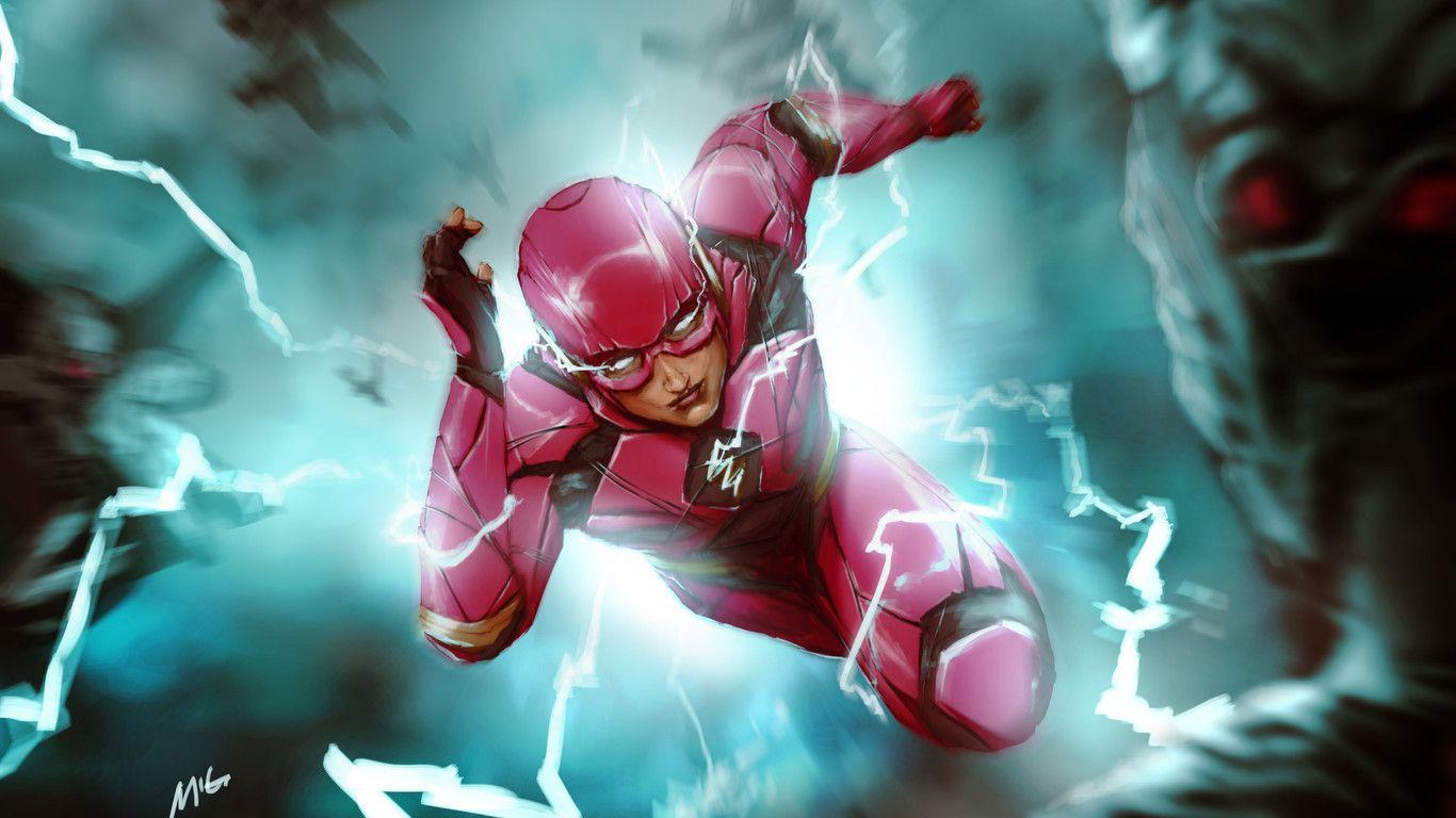 Flash Justice League fulmini, 1366x768 HD, Desktop