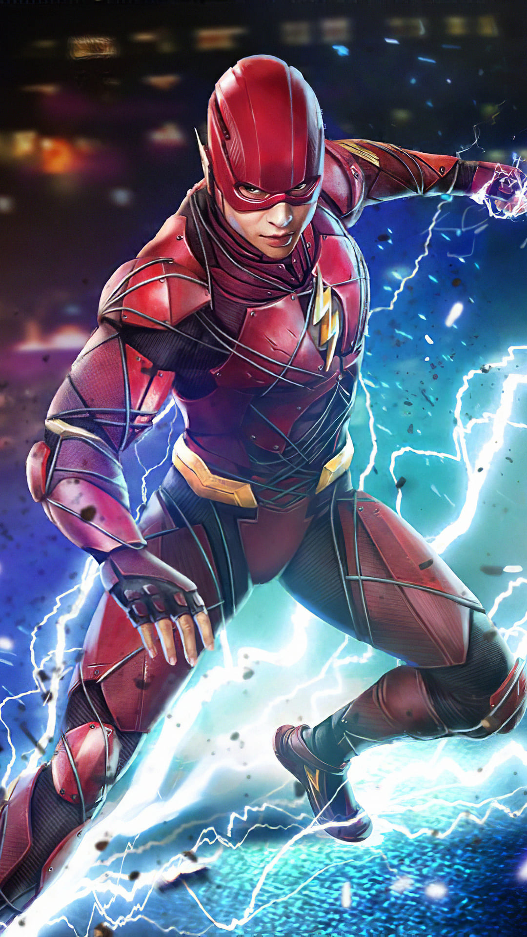 The Flash con fulmini blu, 1080x1920 Full HD Verticale, Smartphone
