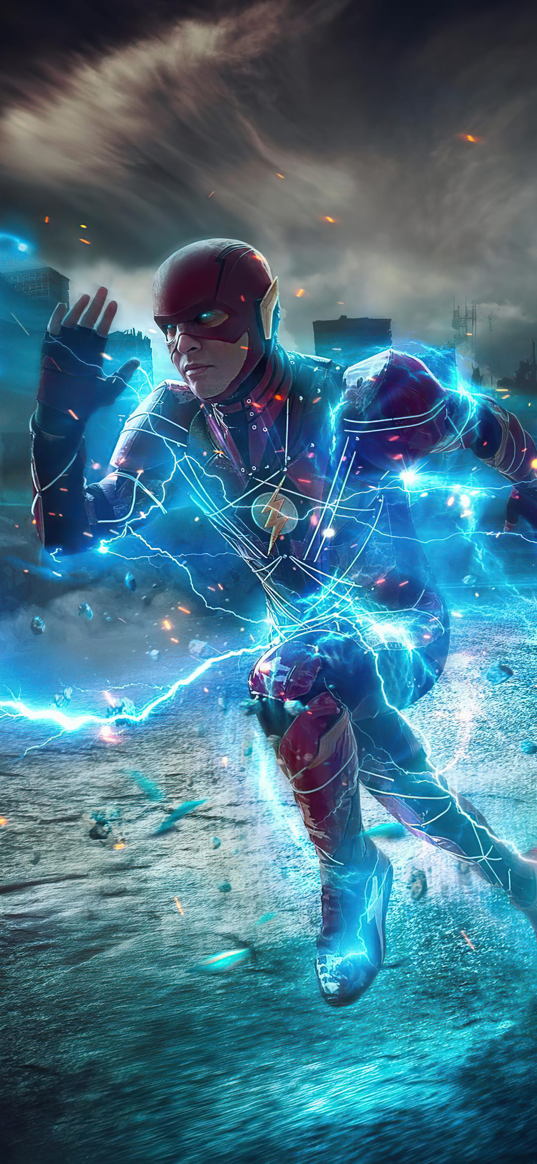 The Flash con fulmini blu, 1080x2340 Full HD Verticale, iPhone