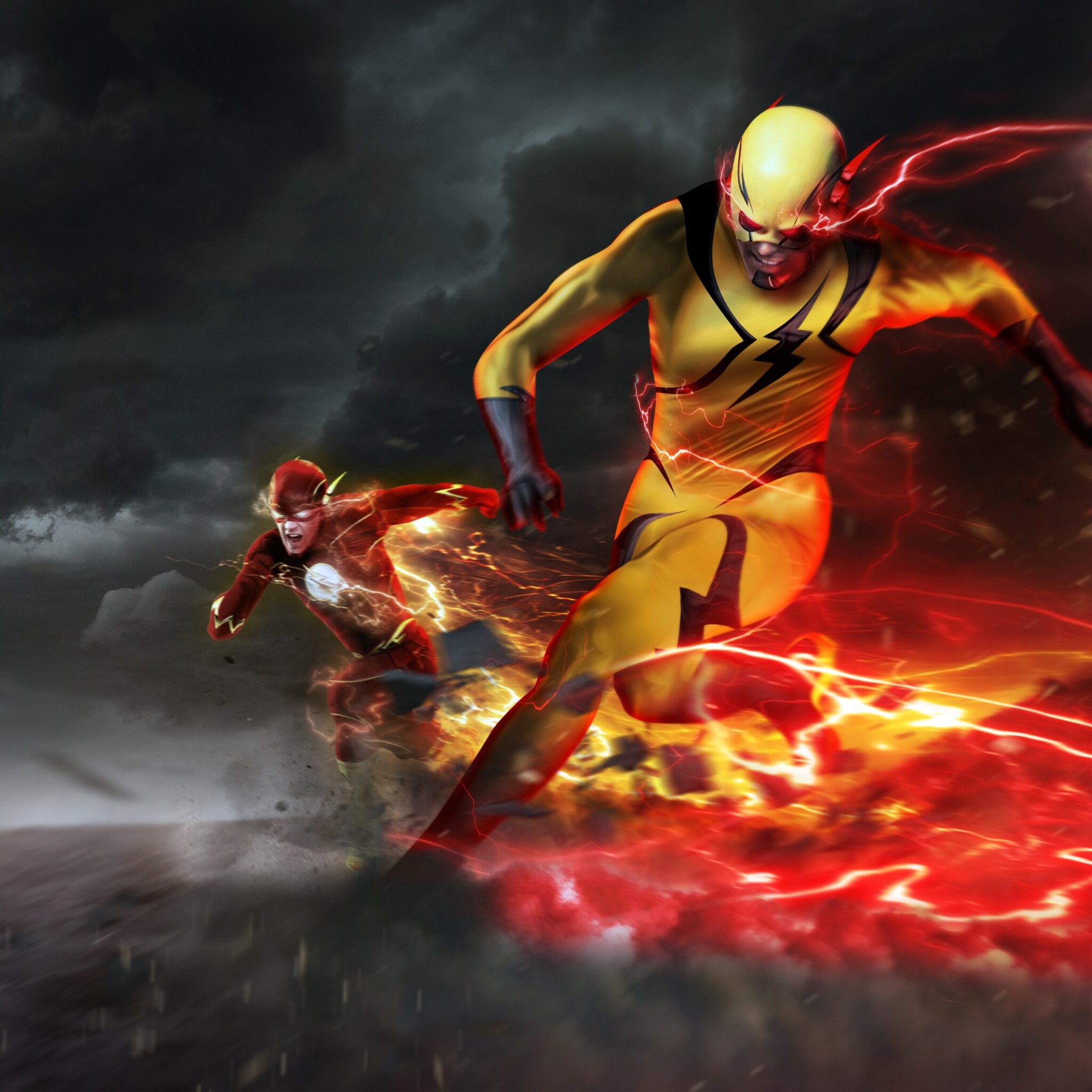 Flash e Reverse Flash correndo, The Flash, 2048x2048 Hi-Res, Desktop