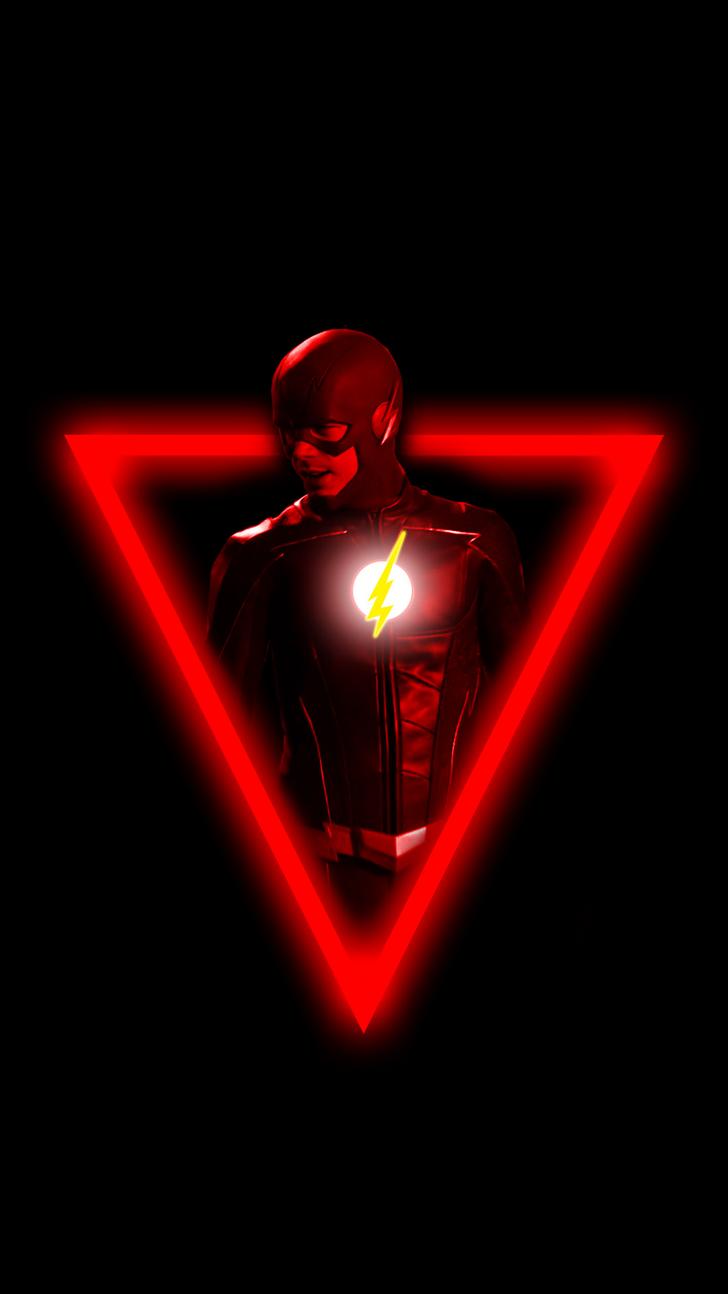 Flash logo triangolo rosso neon, Barry Allen, 728x1294 Full HD Verticale, iPhone