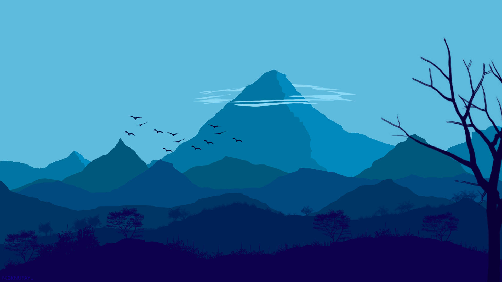 Montagne blu flat design, 1920x1080 Full HD, Desktop