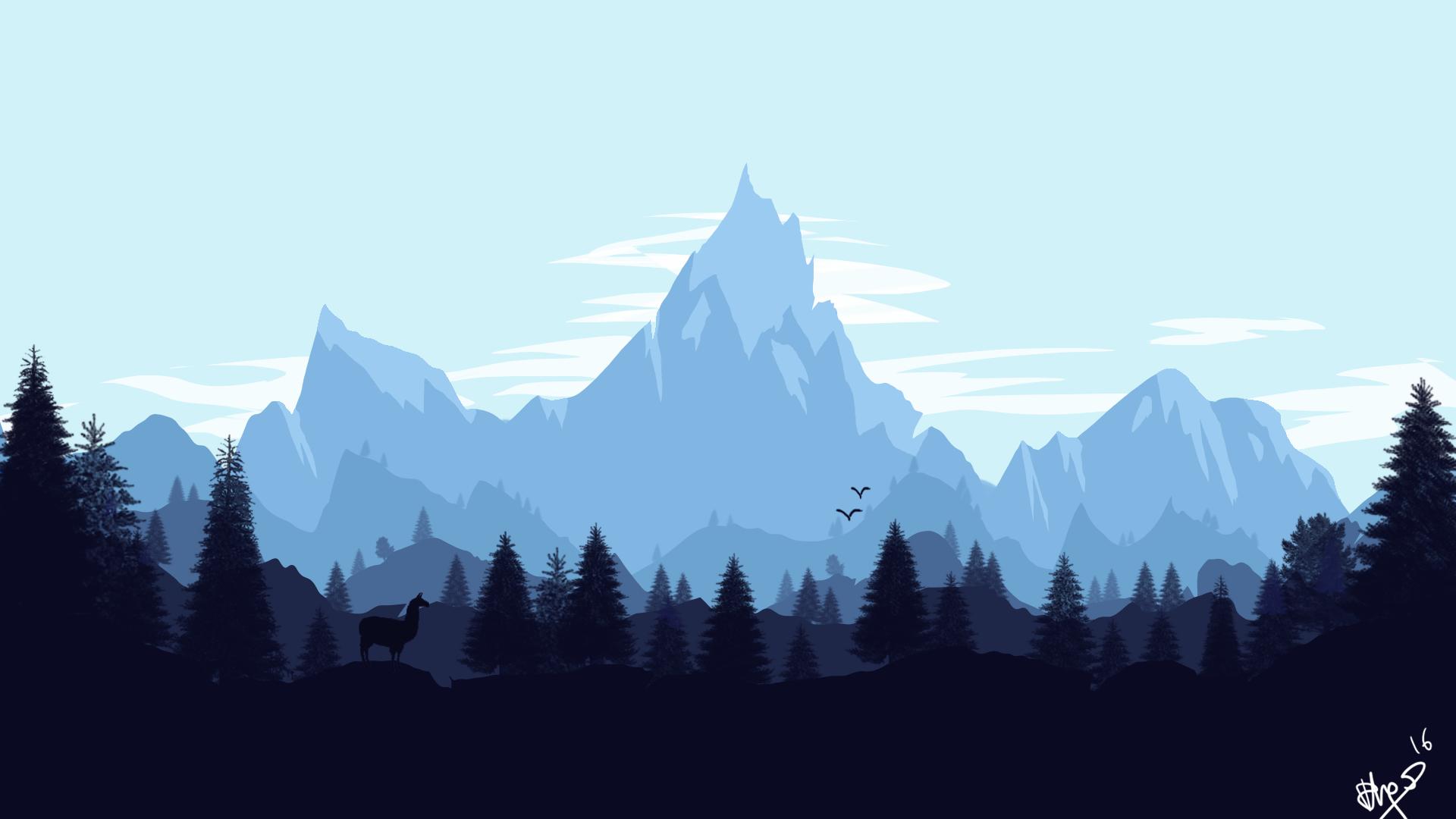 Montagne blu stile flat minimalista, 1920x1080 1080p, PC