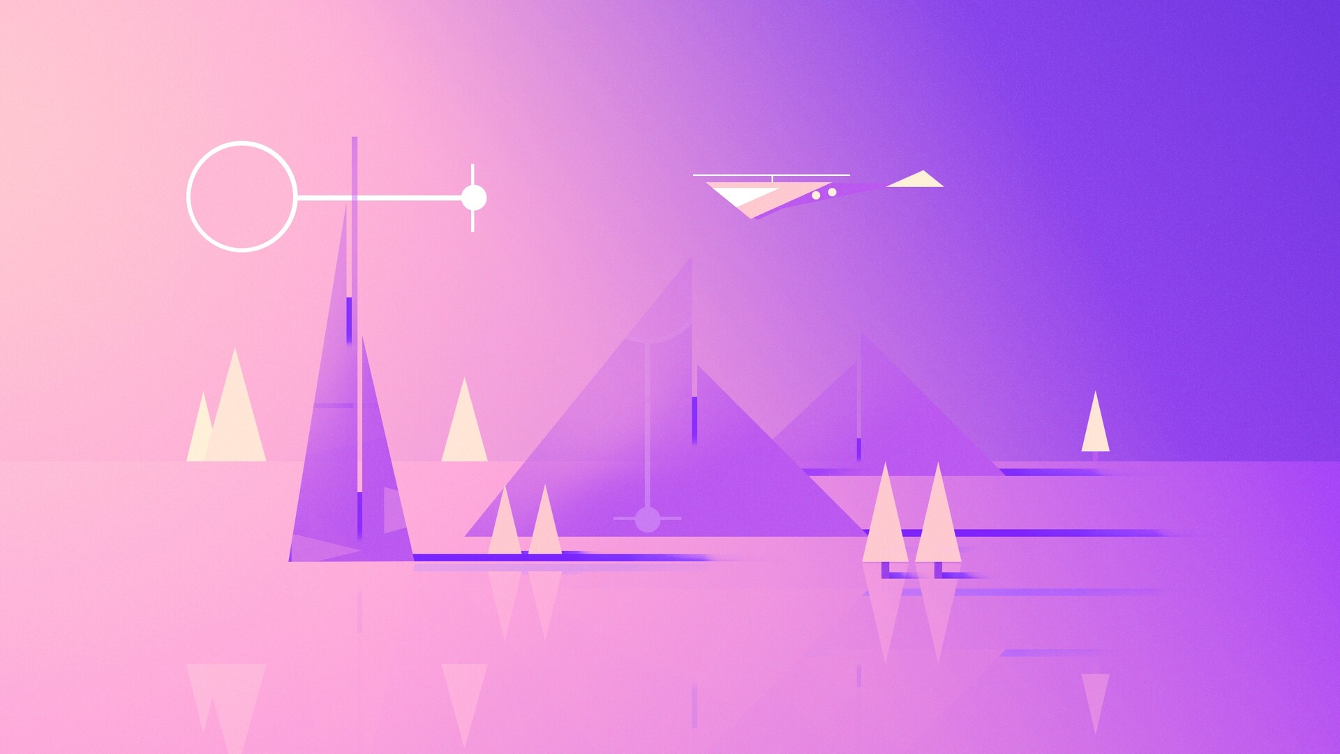 Montagne astratte minimaliste viola rosa, 1920x1080 Full HD 1080p, Desktop