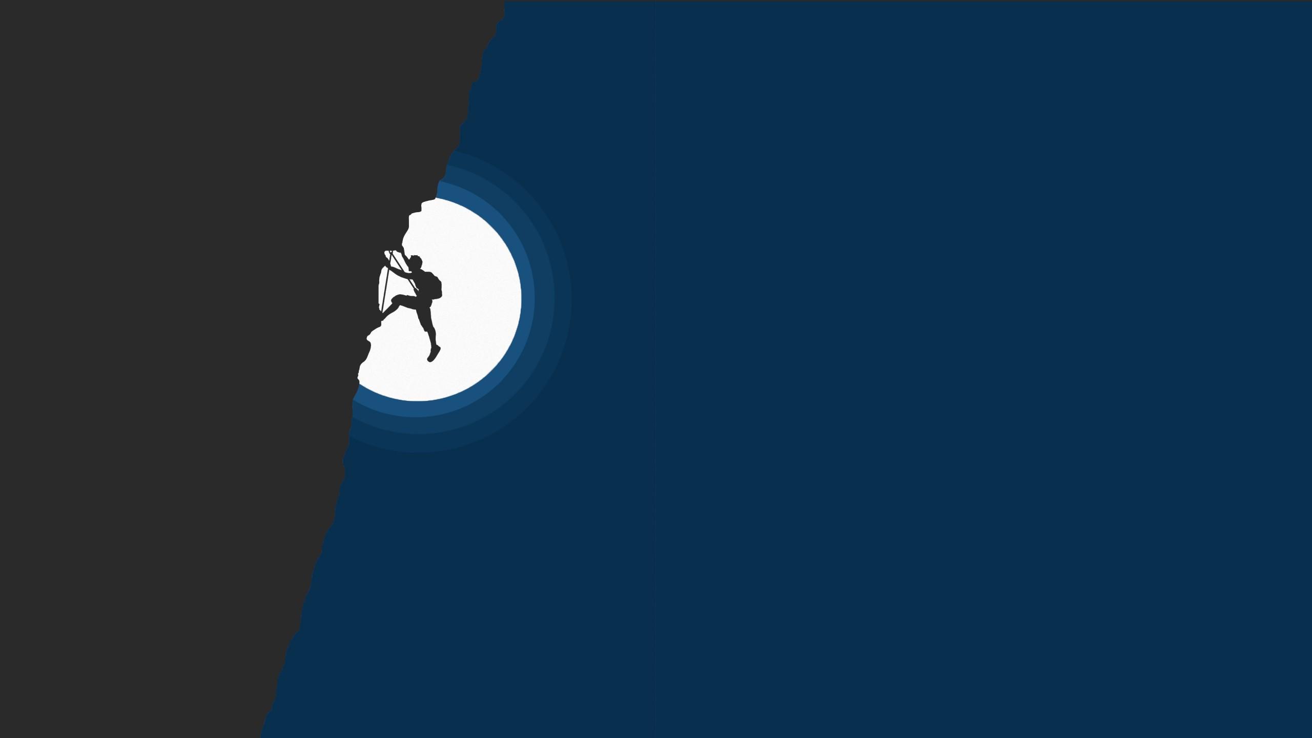 Silhouette scalatore, luna piena, 2560x1440 1440p, Desktop