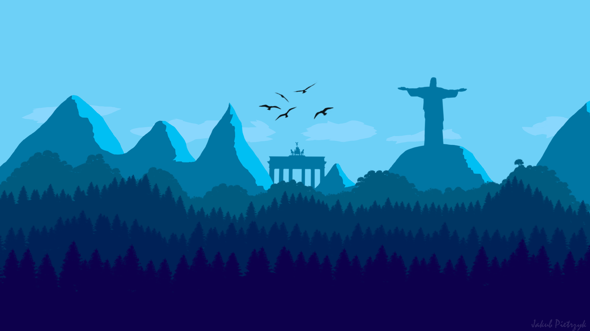 Cristo Redentore montagne blu, 1920x1080 1080p, Desktop