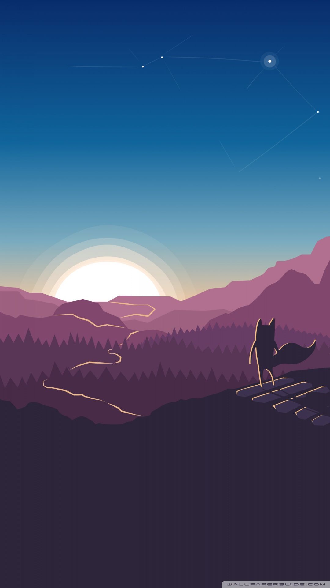 Lupo montagne tramonto flat, 1080x1920 Verticale, Mobile