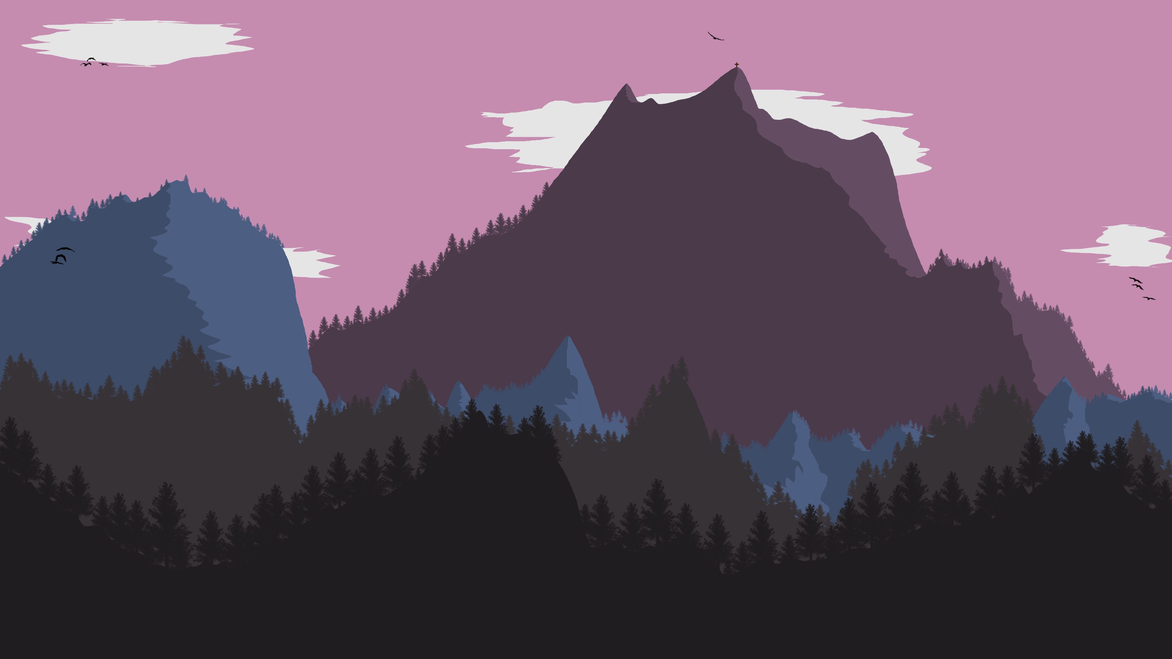 Montagne stile Firewatch al tramonto, 3840x2160 Ultra HD, 4K TV