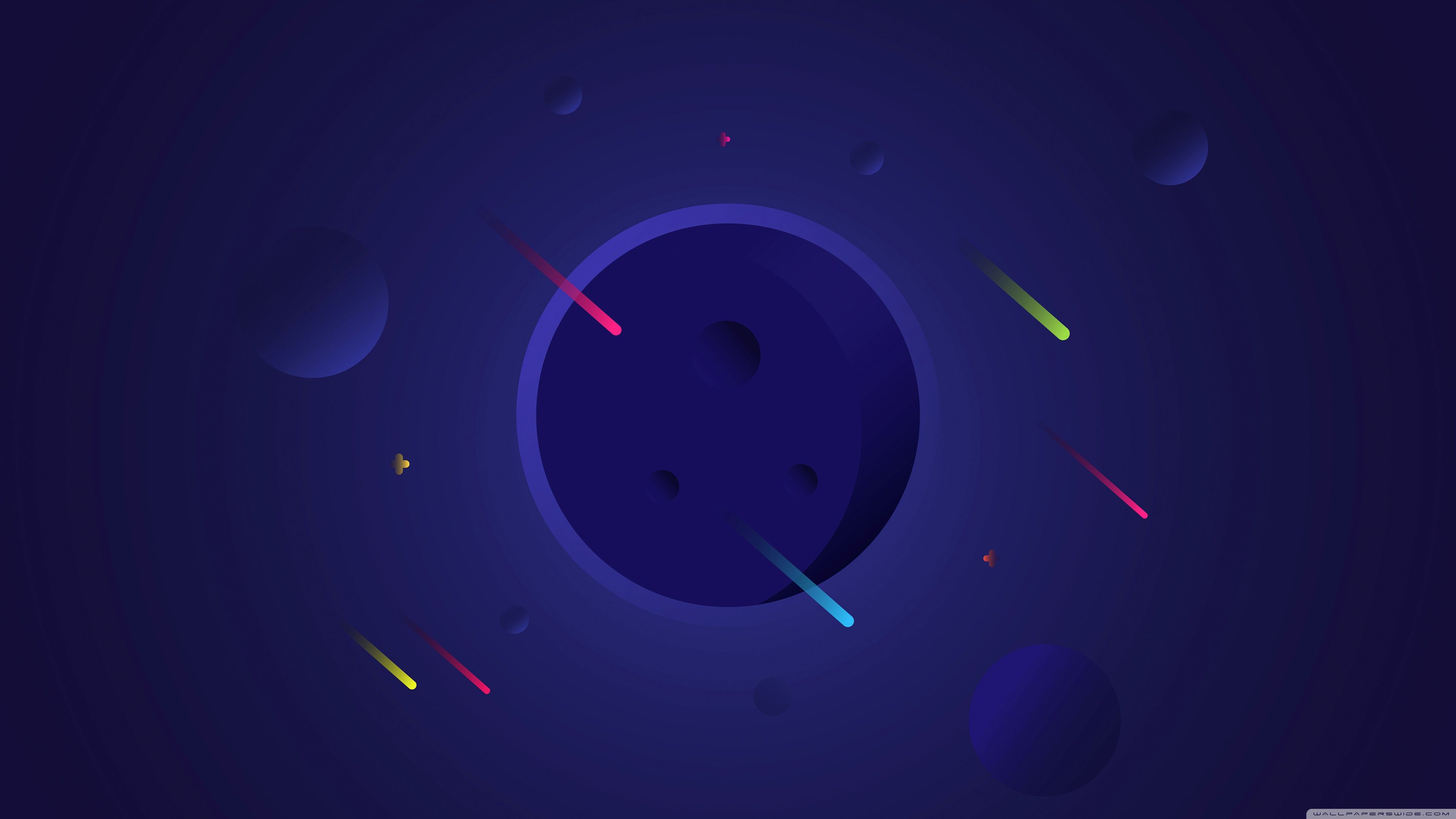 Pianeta blu con meteore flat, 3840x2160 UHD, PC 4K