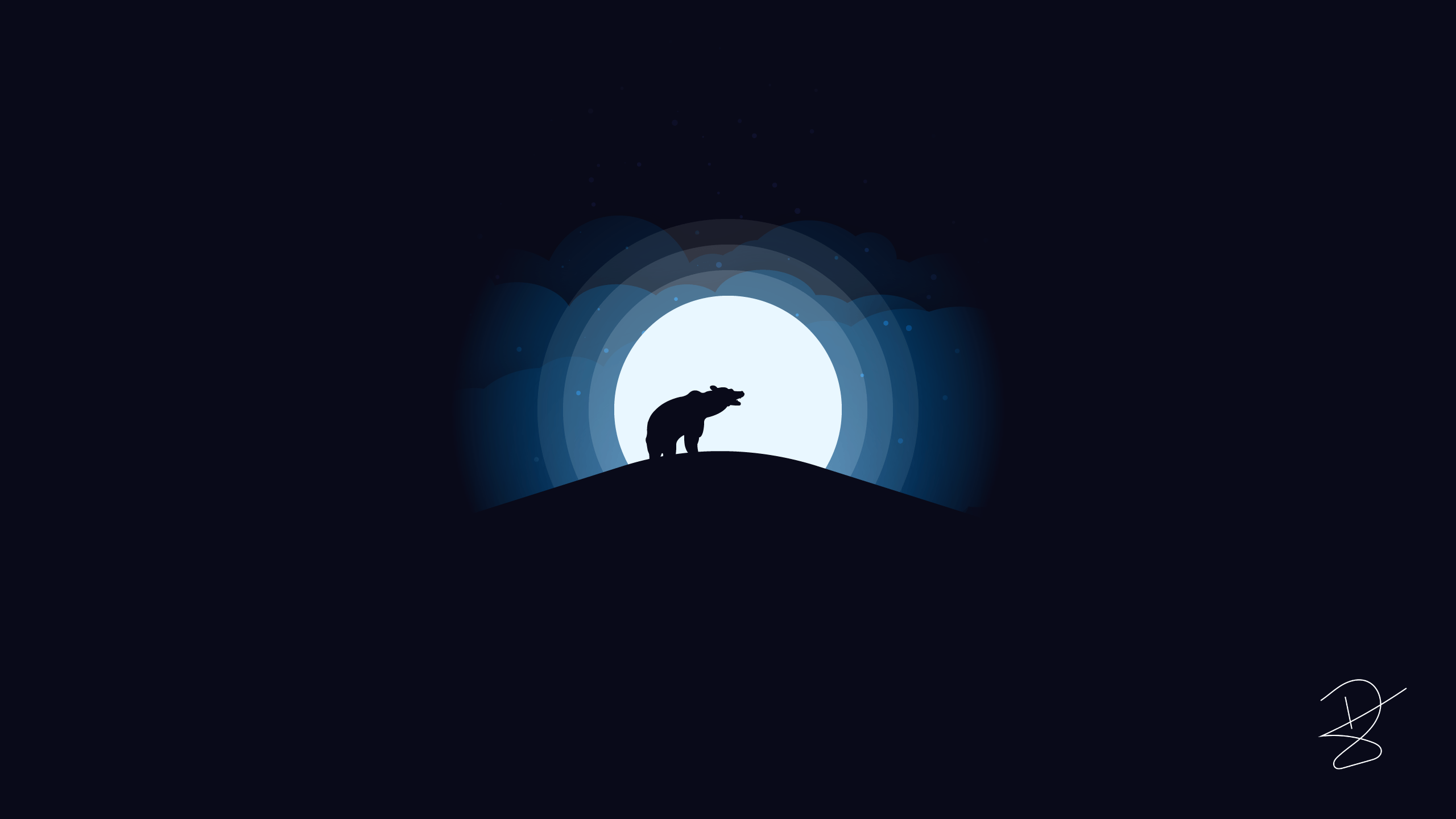 Orso silhouette luna notte, 2560x1440 2K QHD, PC