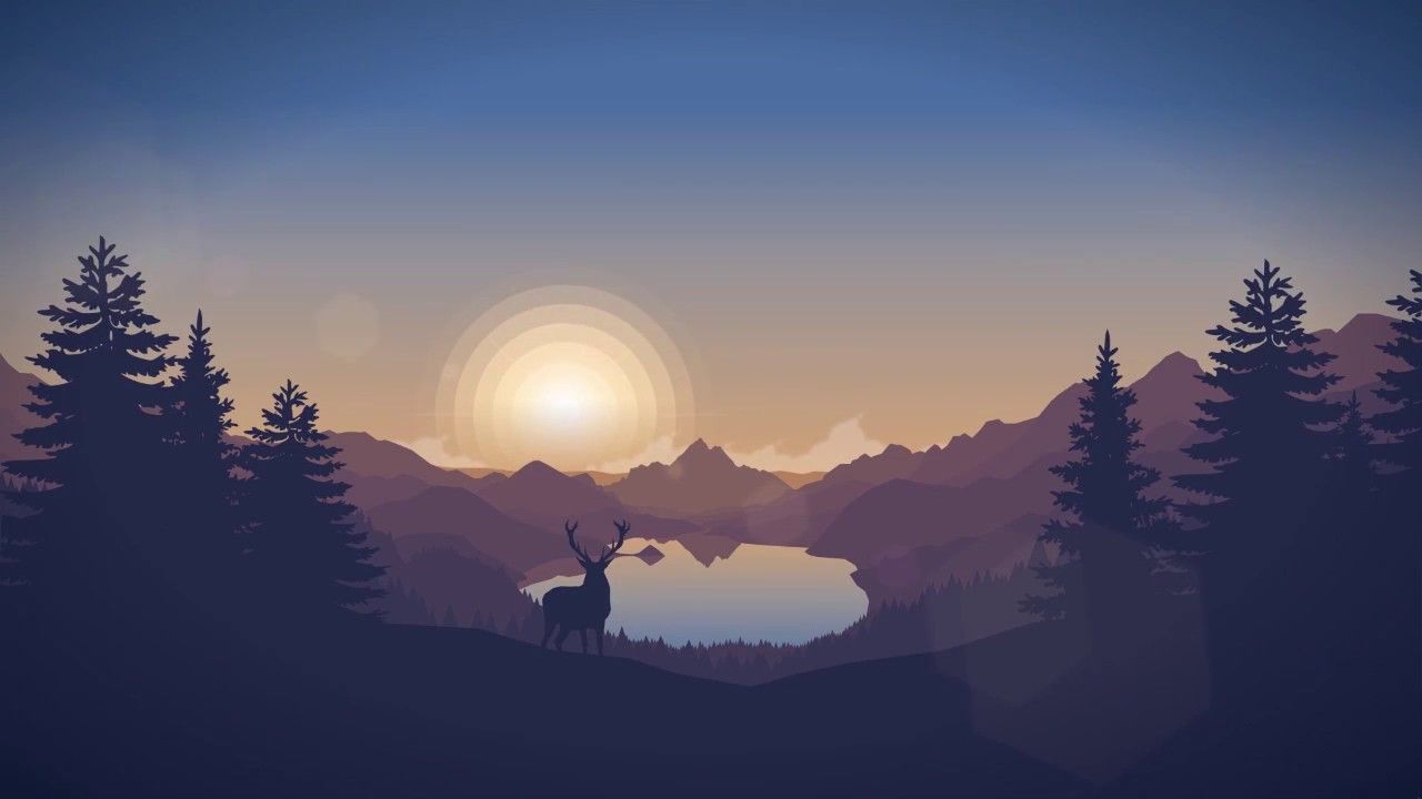Foresta piatta con cervo, 1280x720 720p, iMac