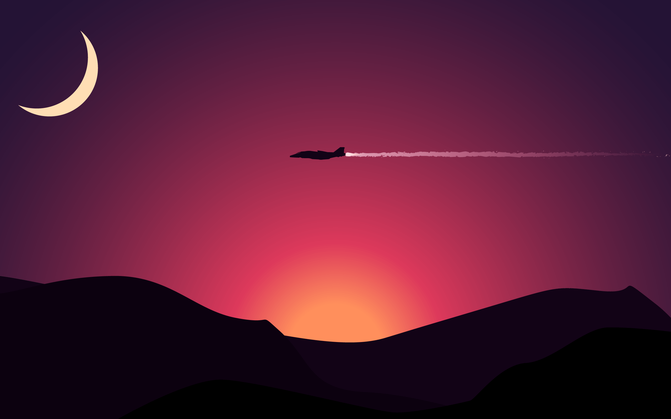 Aereo tramonto montagne minimal, 2560x1600 2K+, Laptop