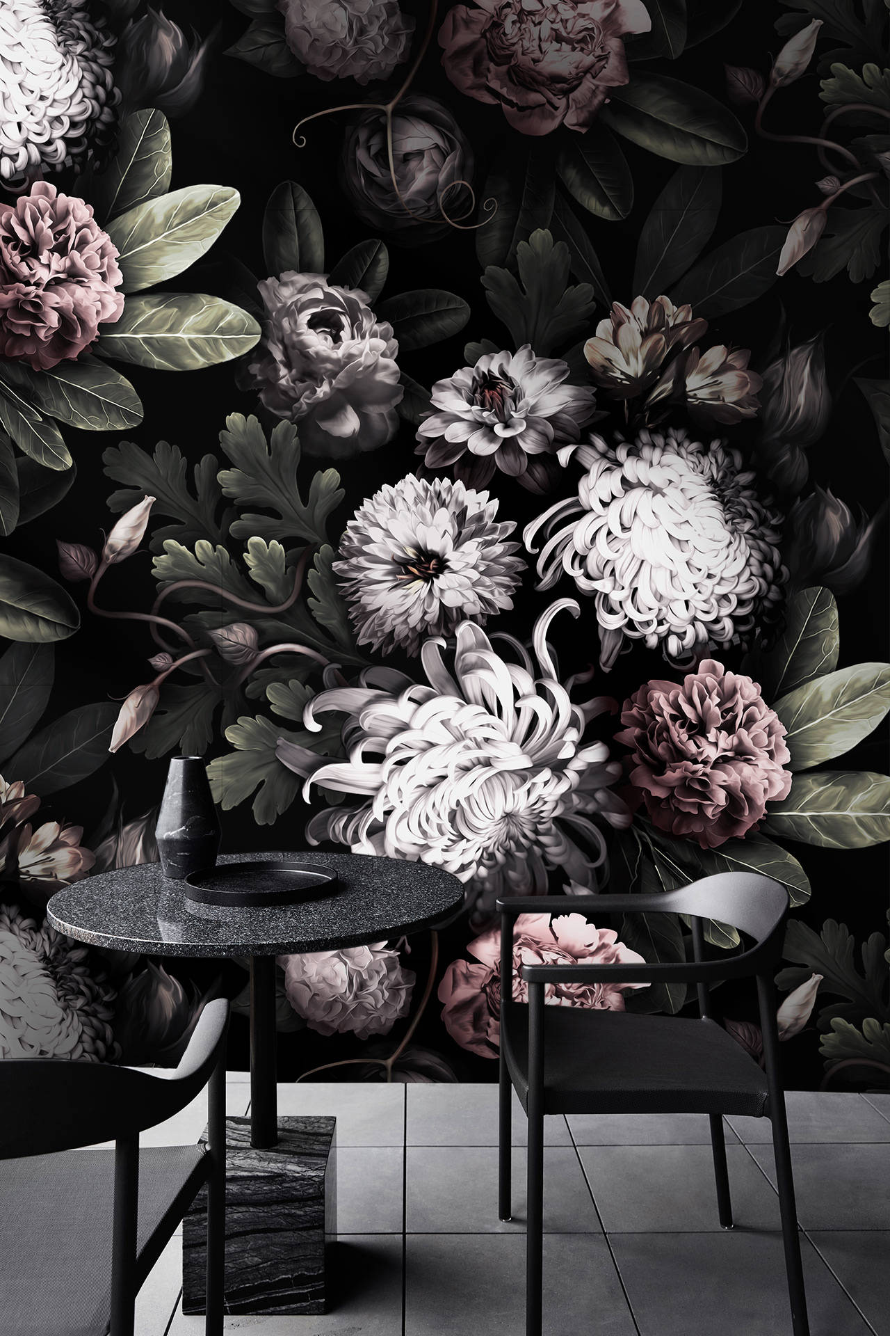 Peonie e crisantemi scuri, 1280x1920 Verticale, Xiaomi