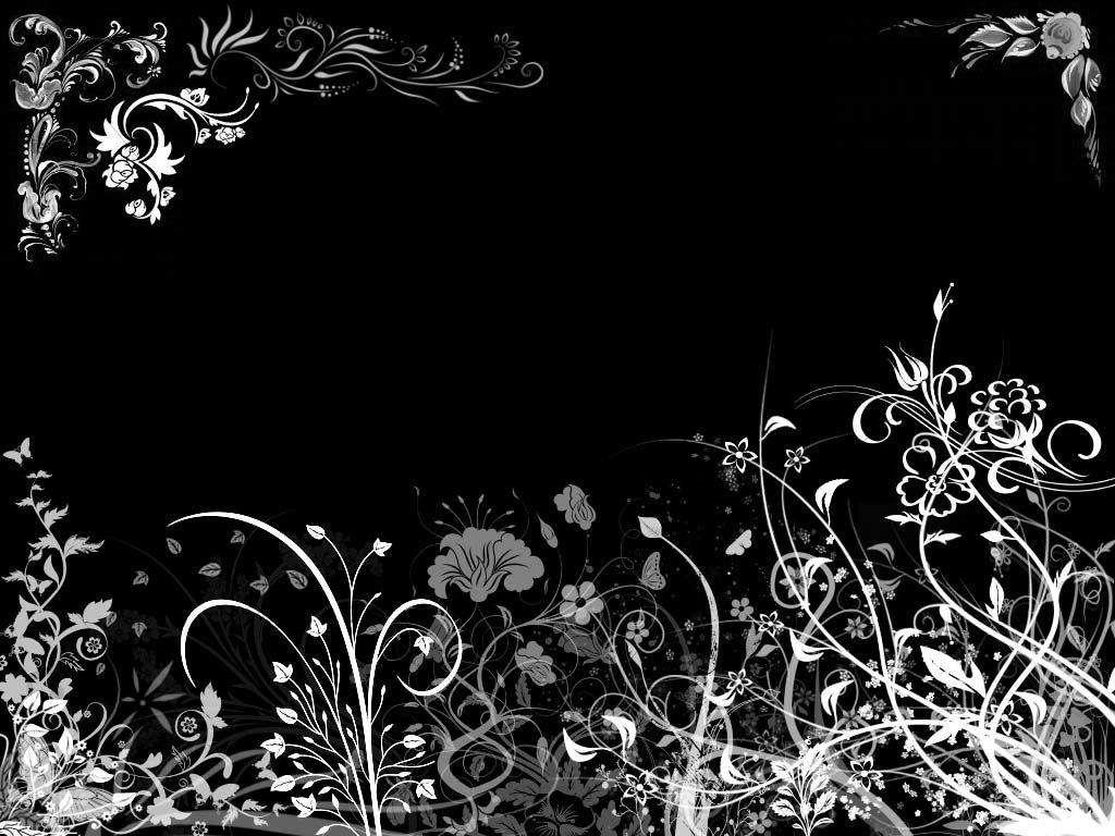 Motivi floreali bianchi su nero, 1024x768 HD, PC Desktop