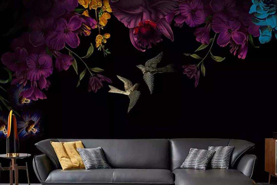 Fiori viola su parete nera, 1100x734 HD, iMac