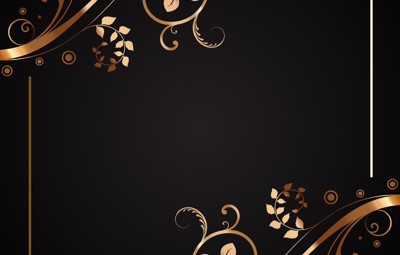 Fiori dorati su nero, 1332x850 720p, Laptop