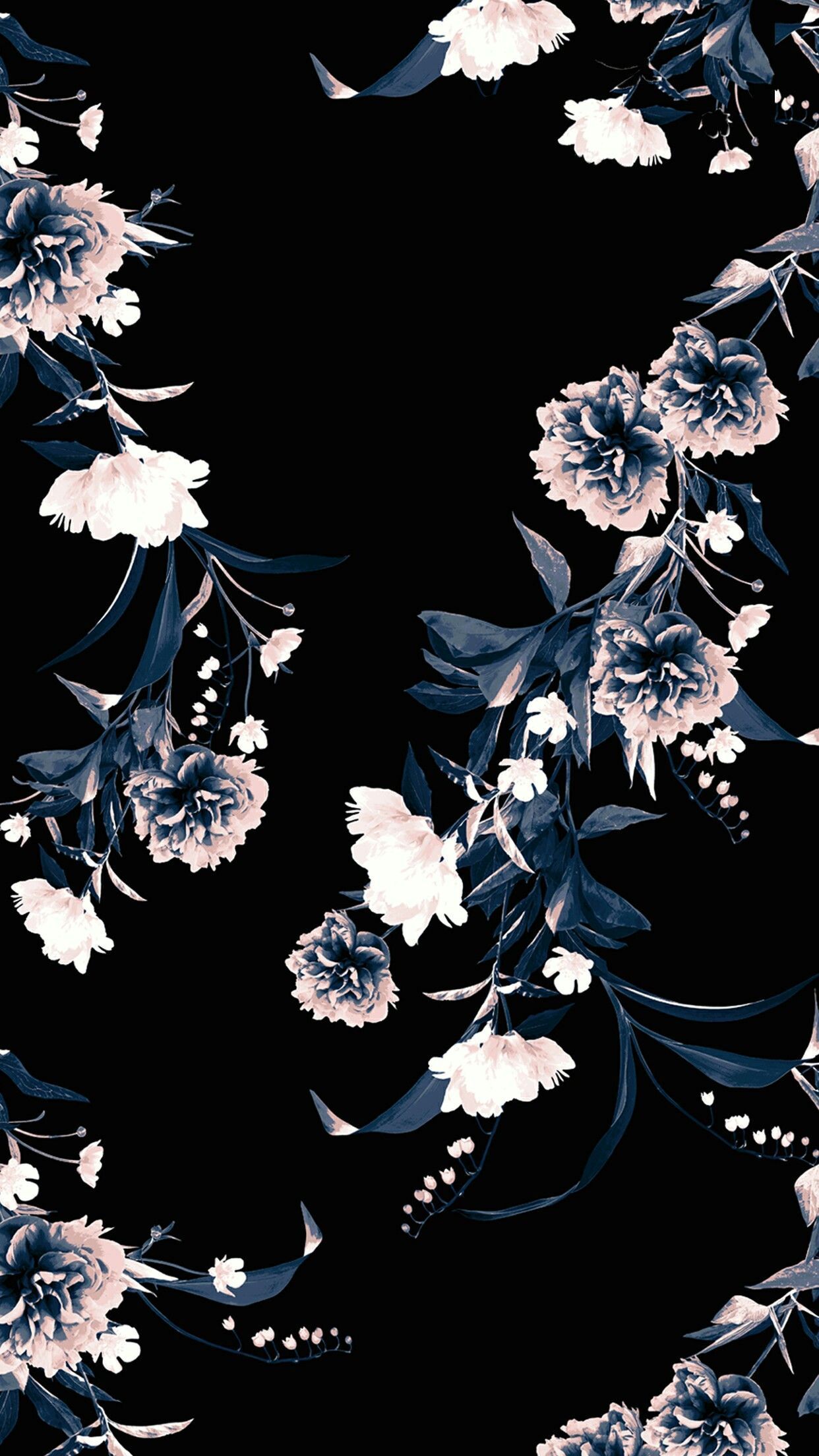 Fiori scuri su nero, 1242x2208 Full HD Verticale, Realme