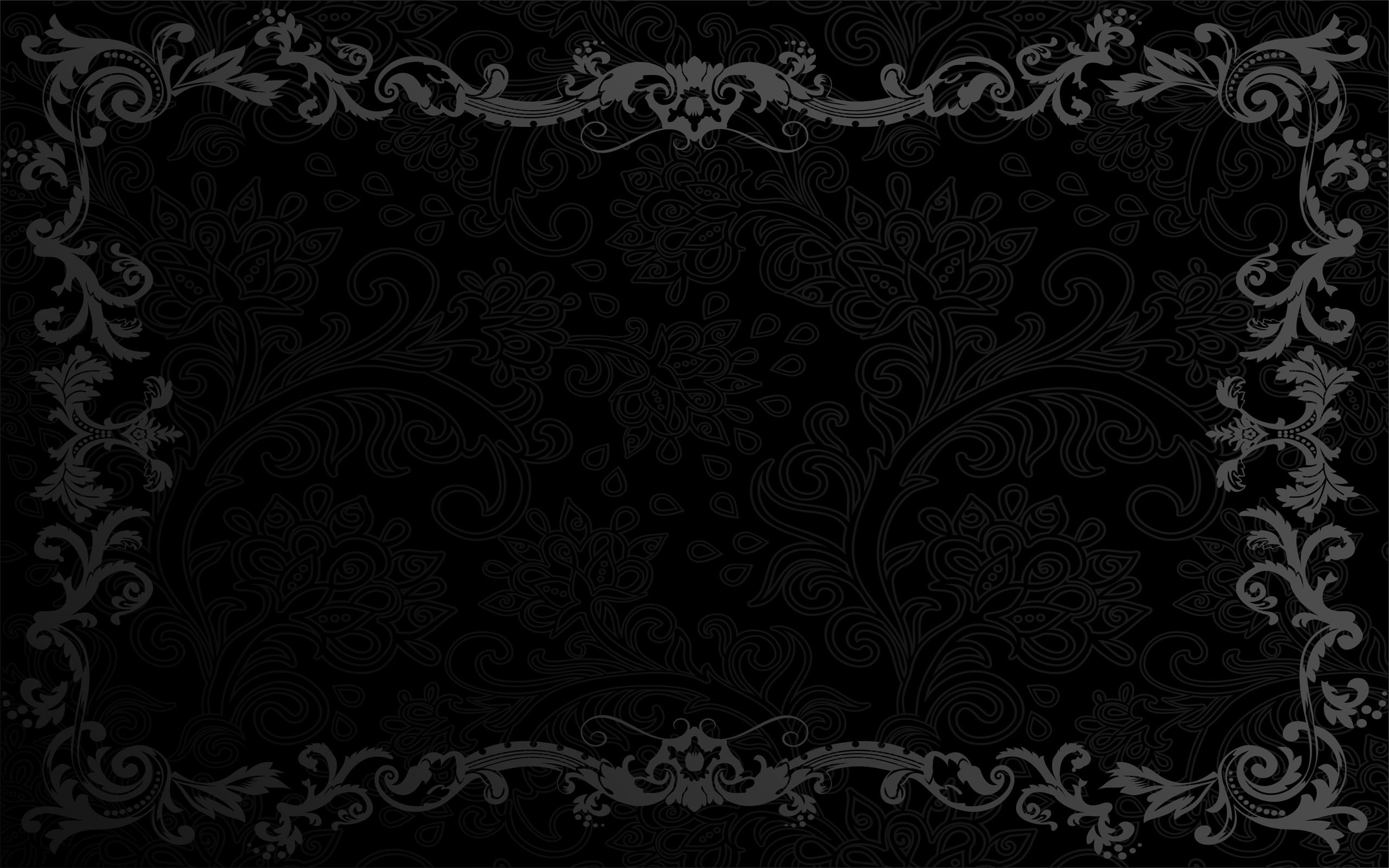Cornice floreale grigia su nero, 2560x1600 WQXGA, Desktop