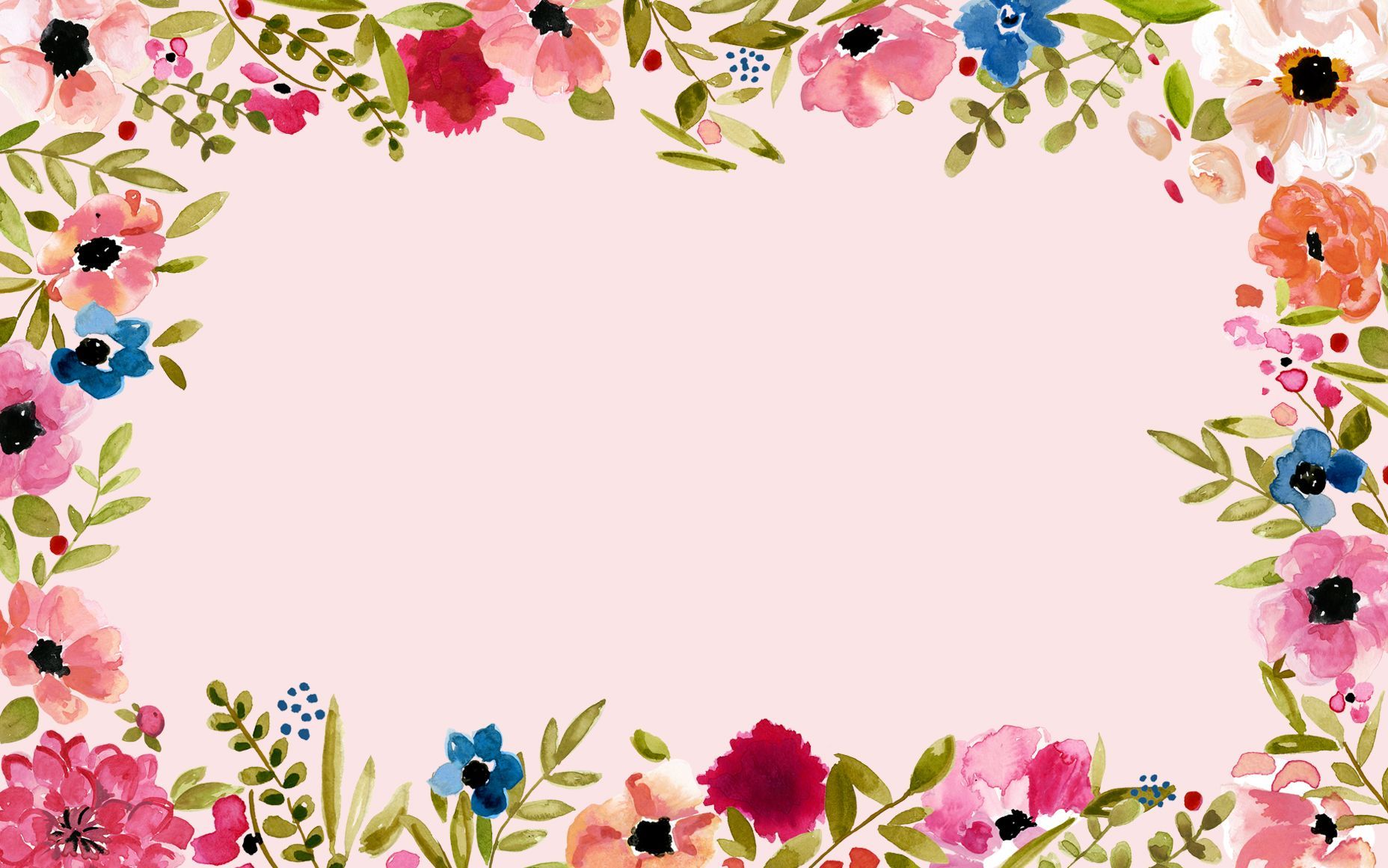 Cornice floreale acquerello rosa, 1856x1161 HD Ready, Desktop