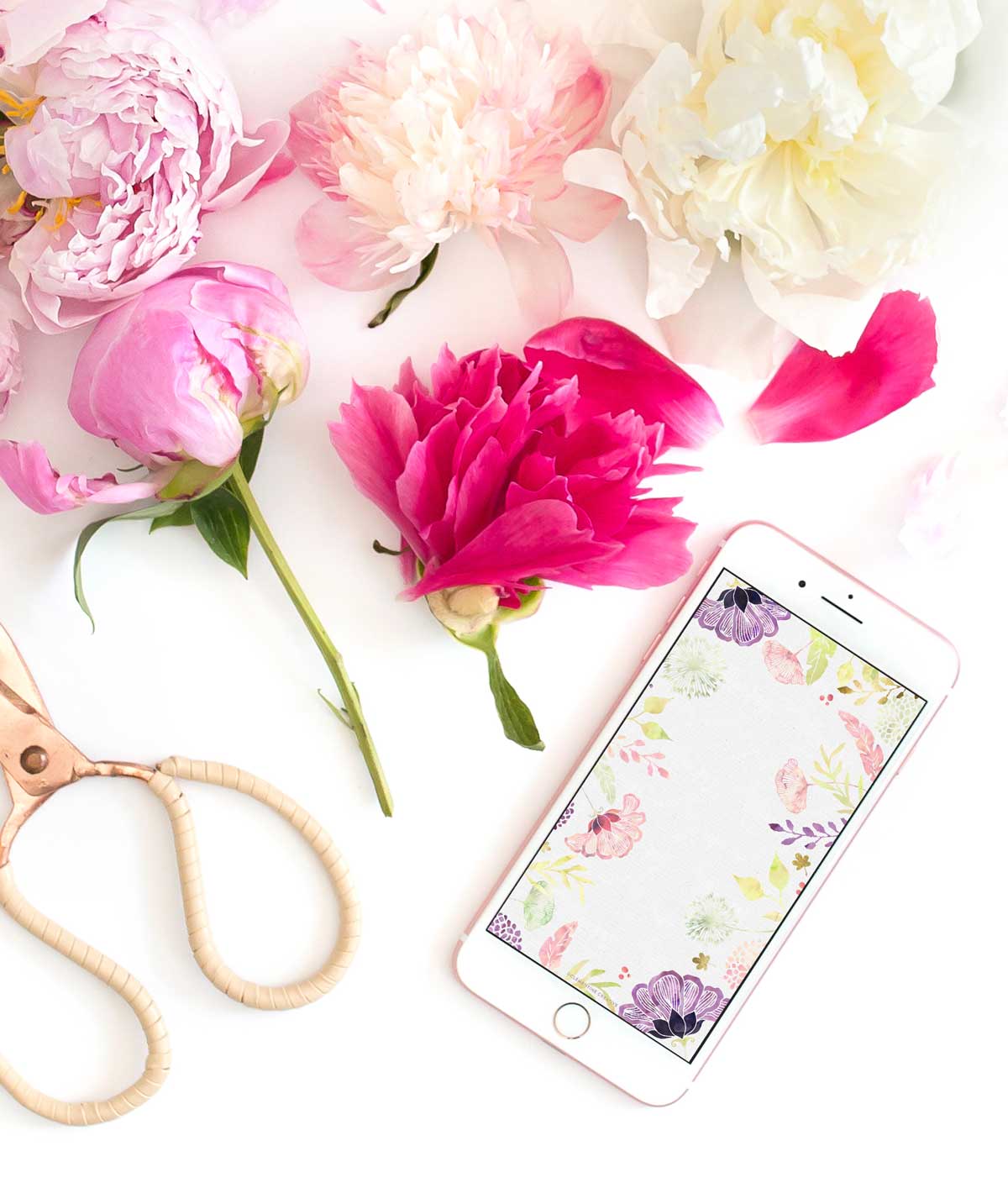 Peonie rosa con smartphone floreale, 1200x1414 Full HD Verticale, Smartphone