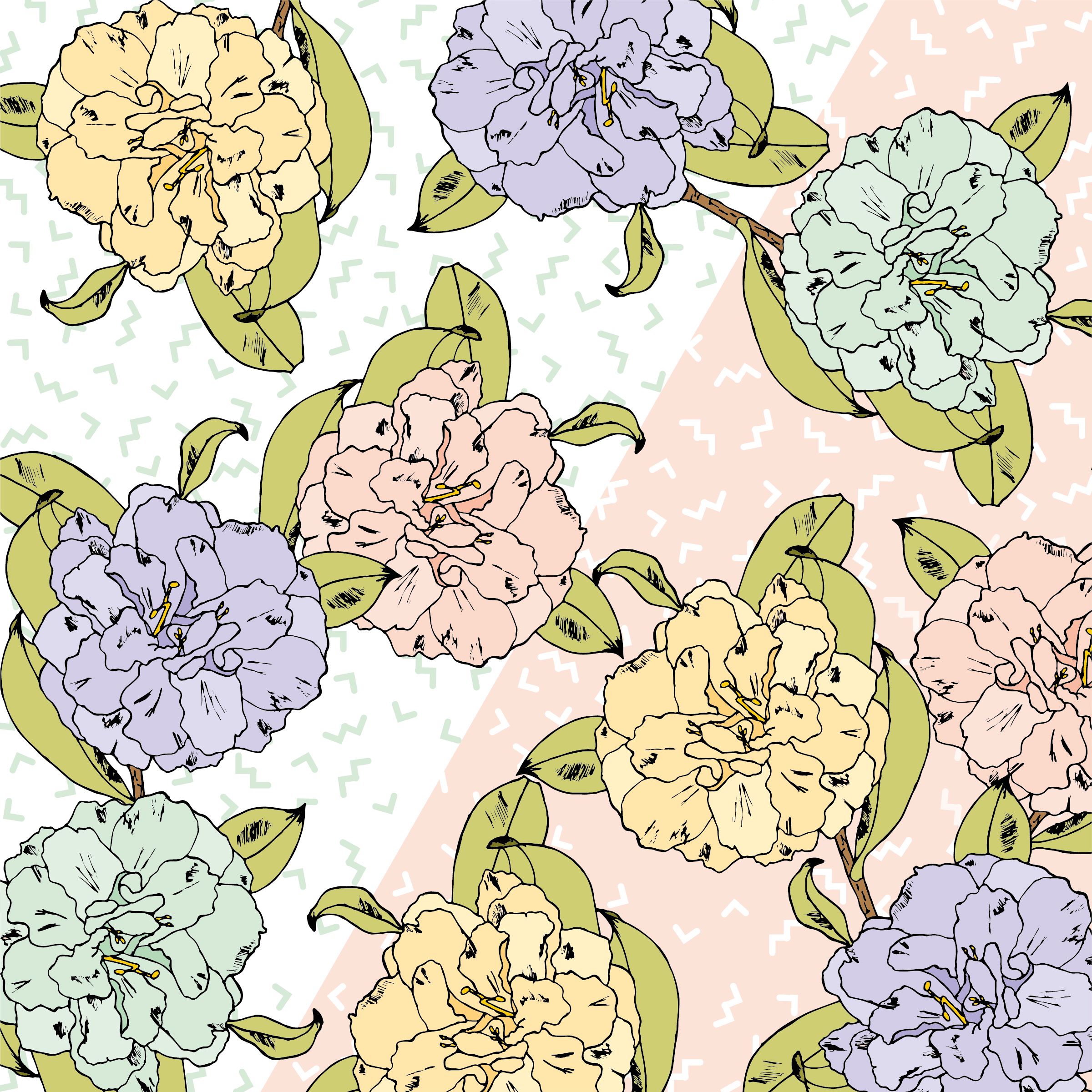 Fiori pastello disegnati a mano, 2400x2401 Verticale, Telefono