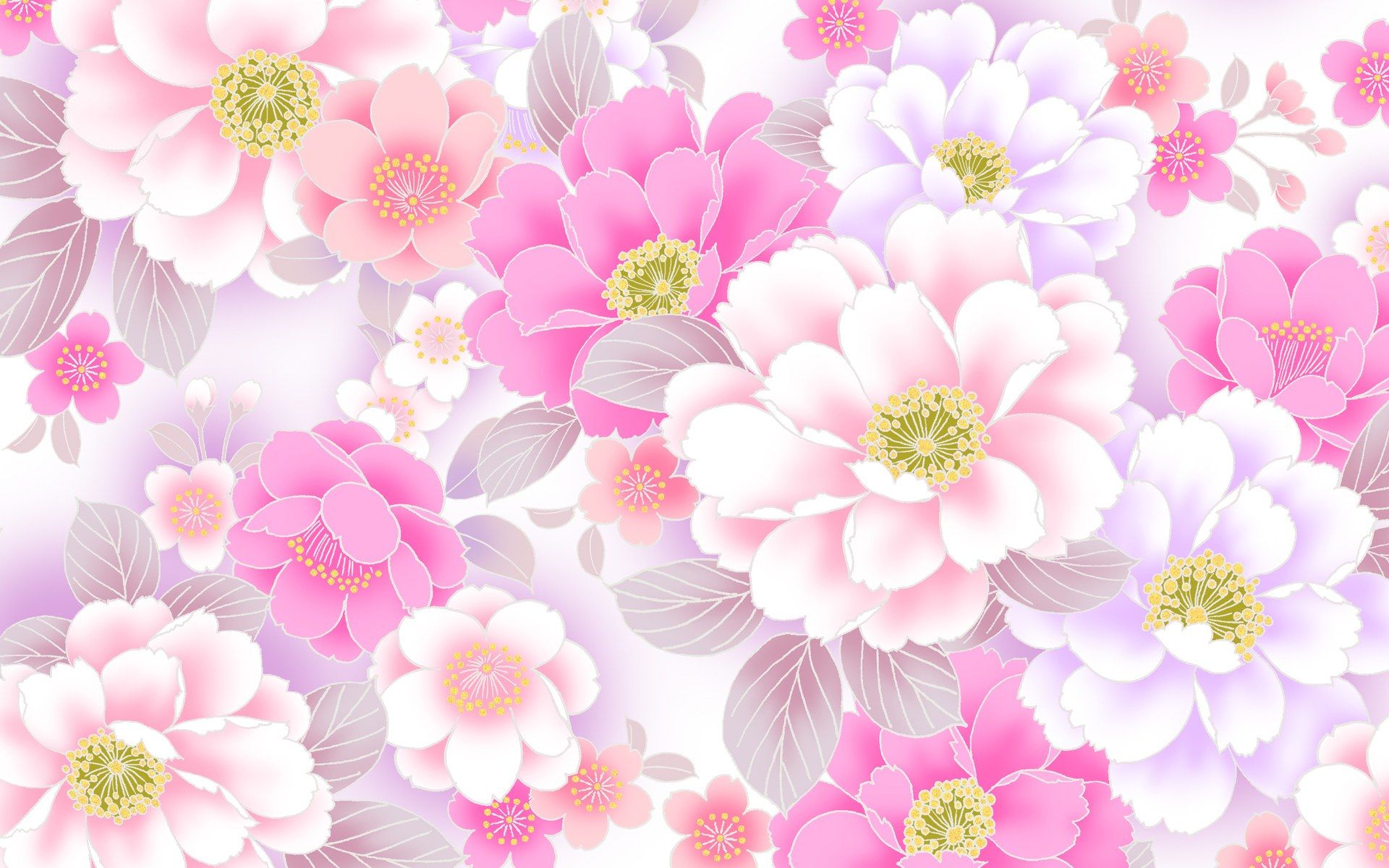 Fiori rosa e bianchi pattern, 1920x1200 WUXGA, Desktop